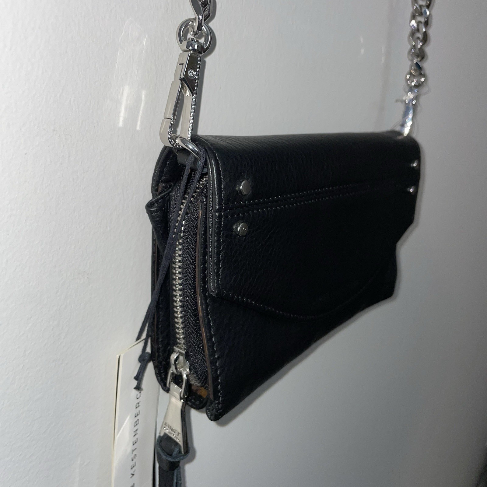 AIMEE KESTENBERG Delancey Black Leather Cross Body Wallet Wristlet NWT