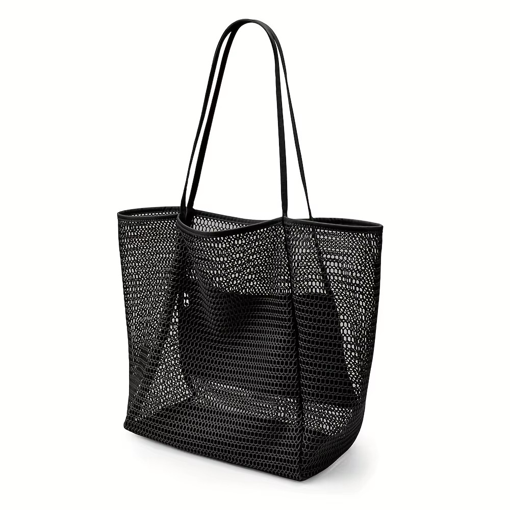 Women’s Large Capacity Beach Tote Bag | Polyester Woven Shoulder Bag for Travel
