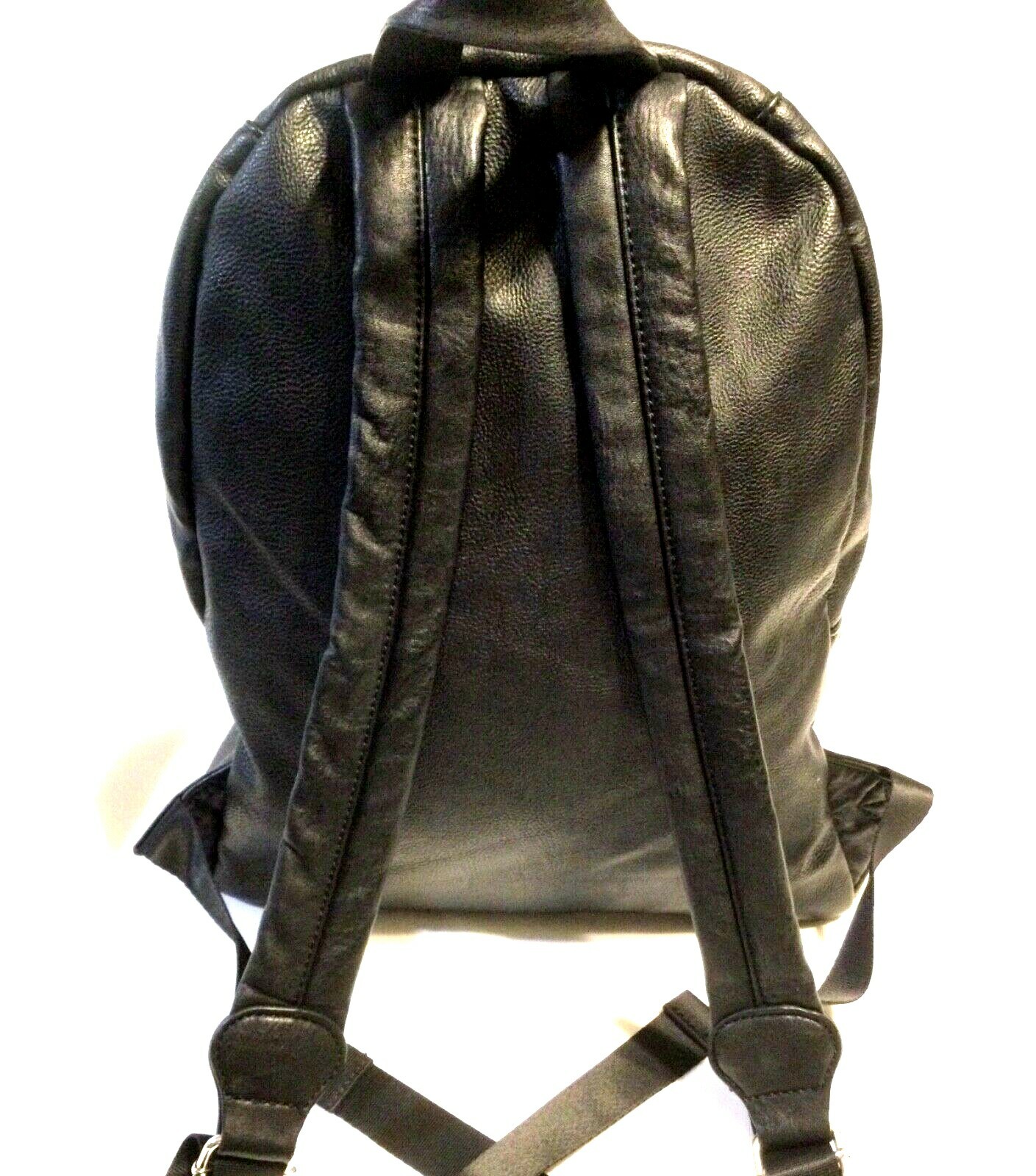STEVE MADDEN BACKPACK PURSE Black Bag w/ Shoulder Straps Silver Zippers Hardware