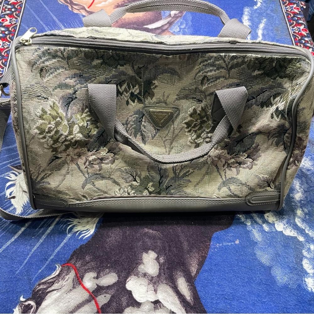 French West Indies Tapestry Floral Print Zip Over Night Carry On Travel Bag