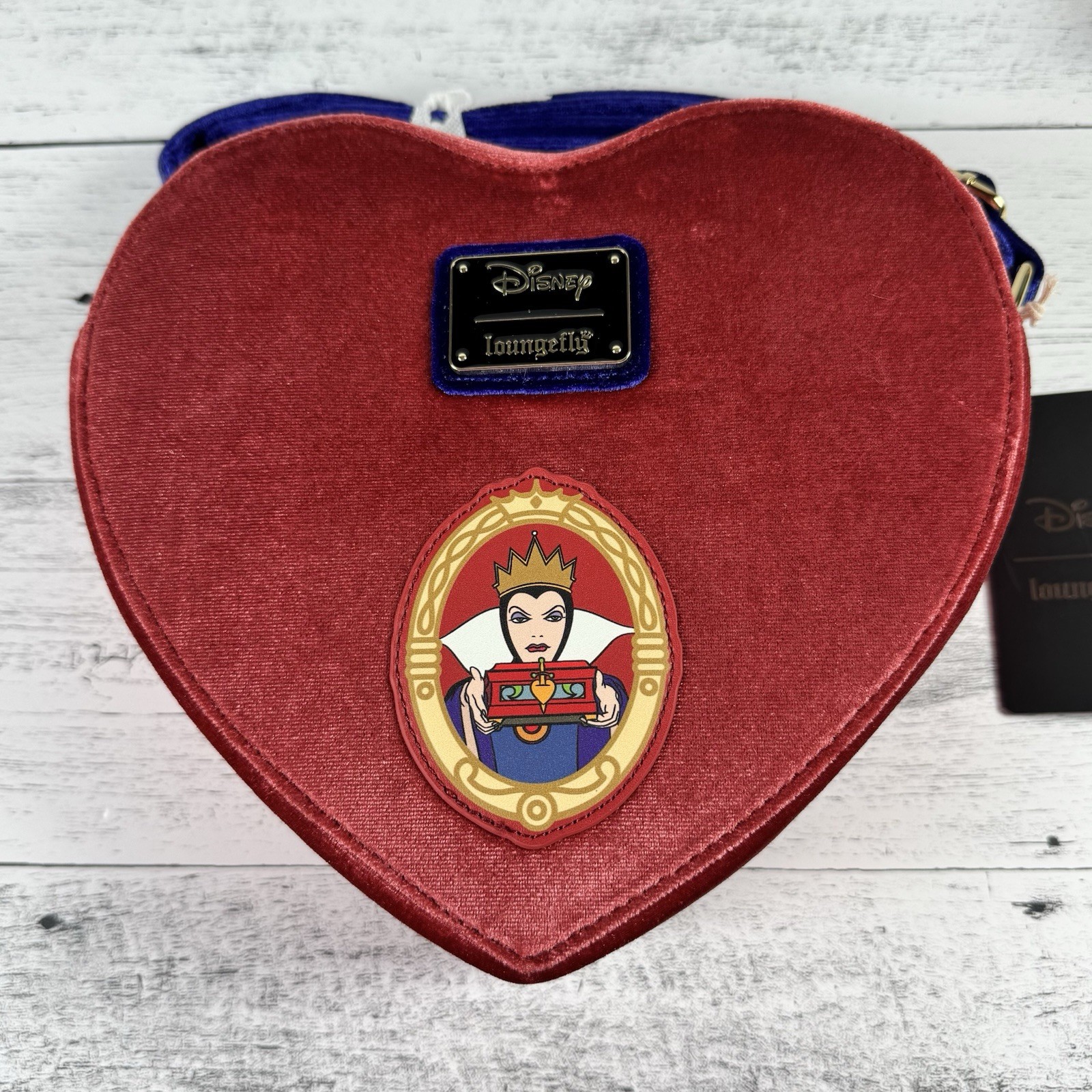 Loungefly Disney Snow White Evil Queen Heart Shaped Velvet Crossbody Bag New