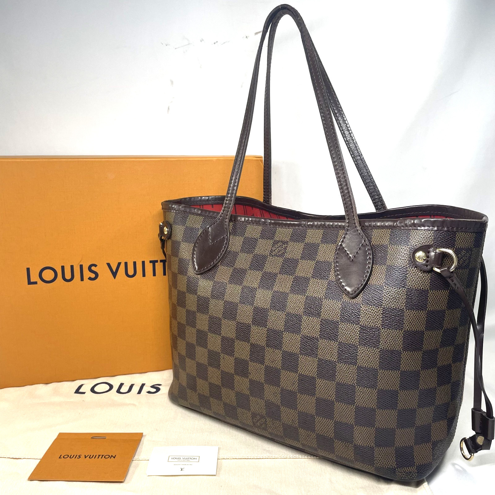 LOUIS VUITTON Neverfull PM N51109 Damier Ebene Tote Shoulder Bags Authentic