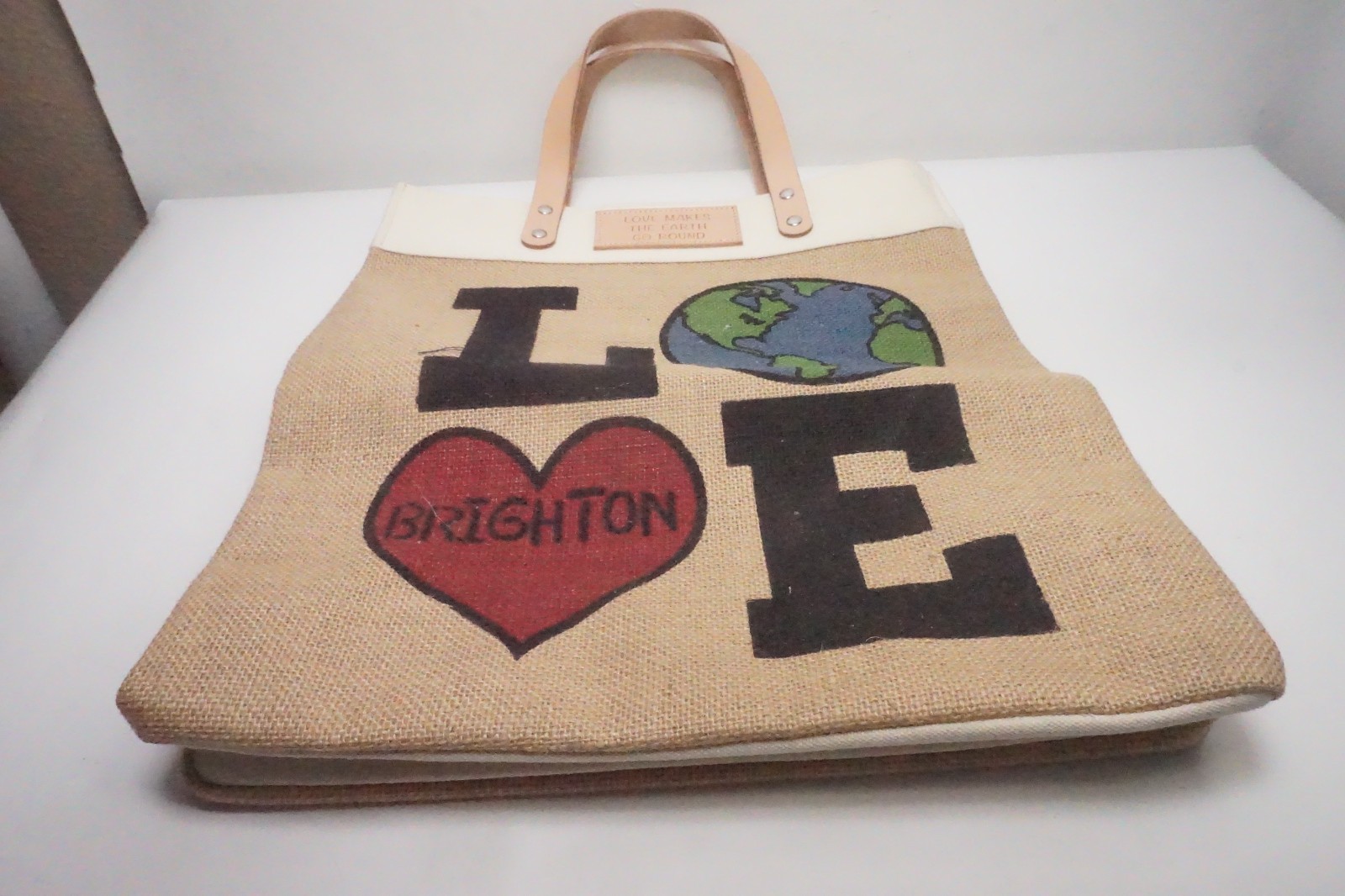 Brighton Love The Earth Day Natural Jute Leather Shopper Tote Bag