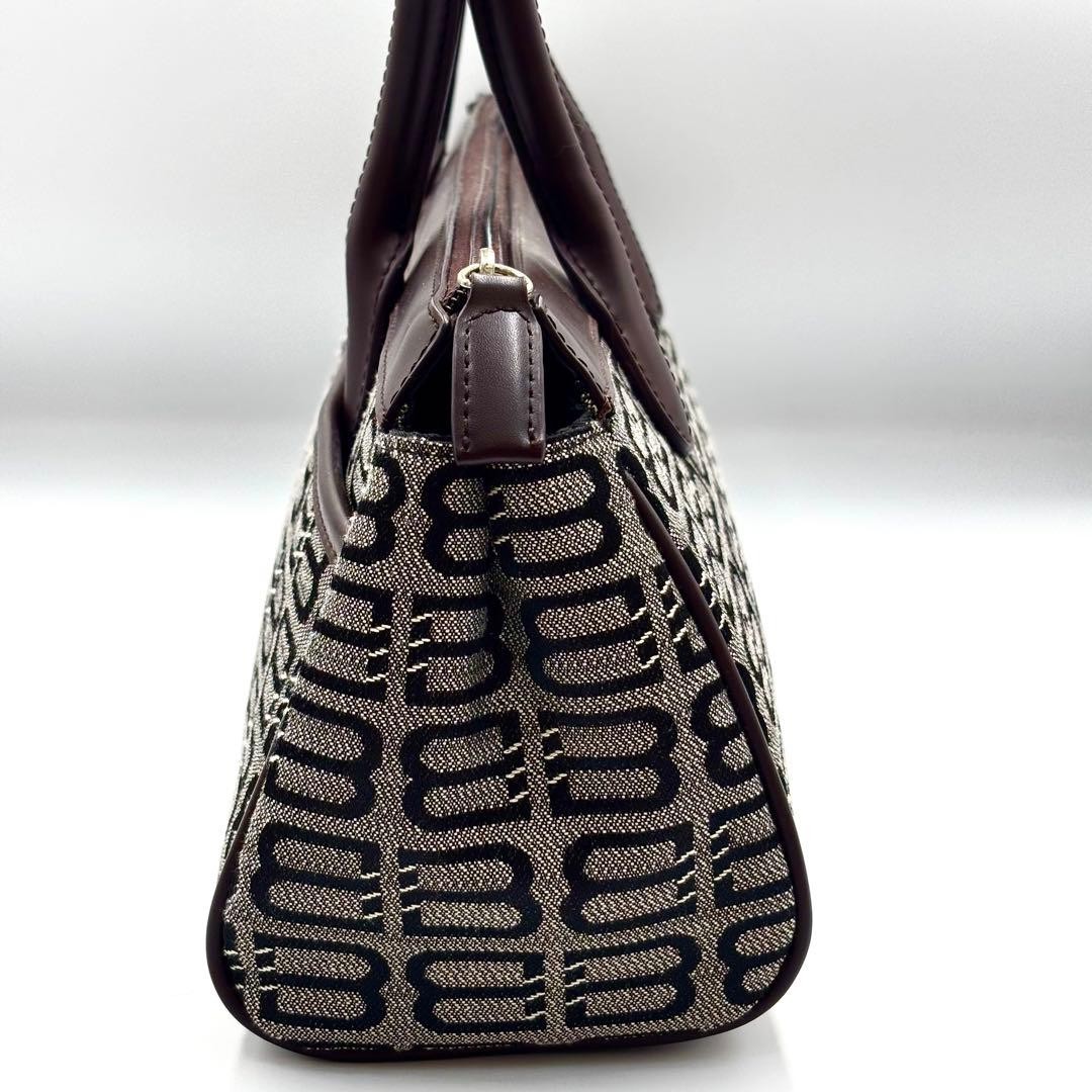 BALENCIAGA Vintage BB Canvas Leather Handbag Brown Self-Standing Tote