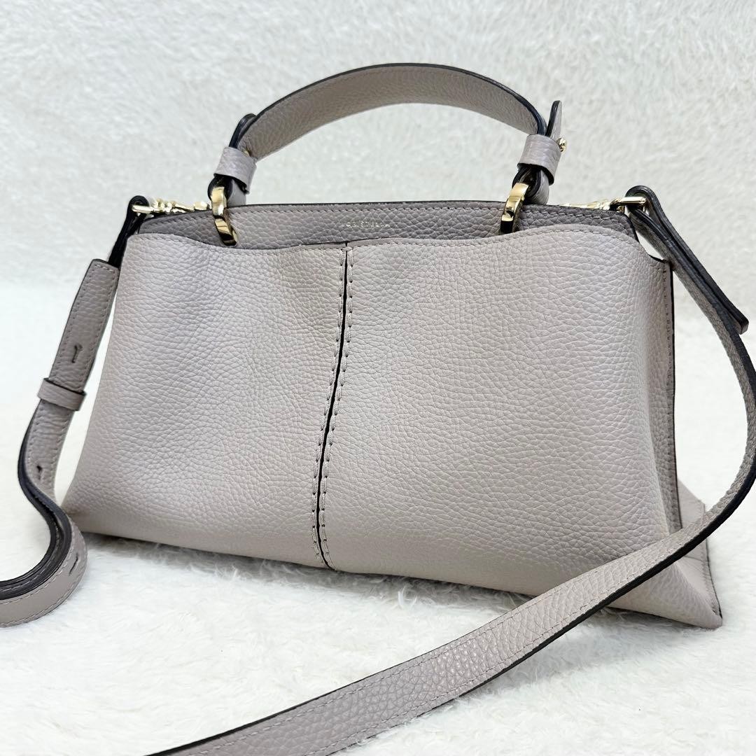 LORISTELLA FIORENZA Leather 2-Way Shoulder Handbag Light Beige Used Authentic