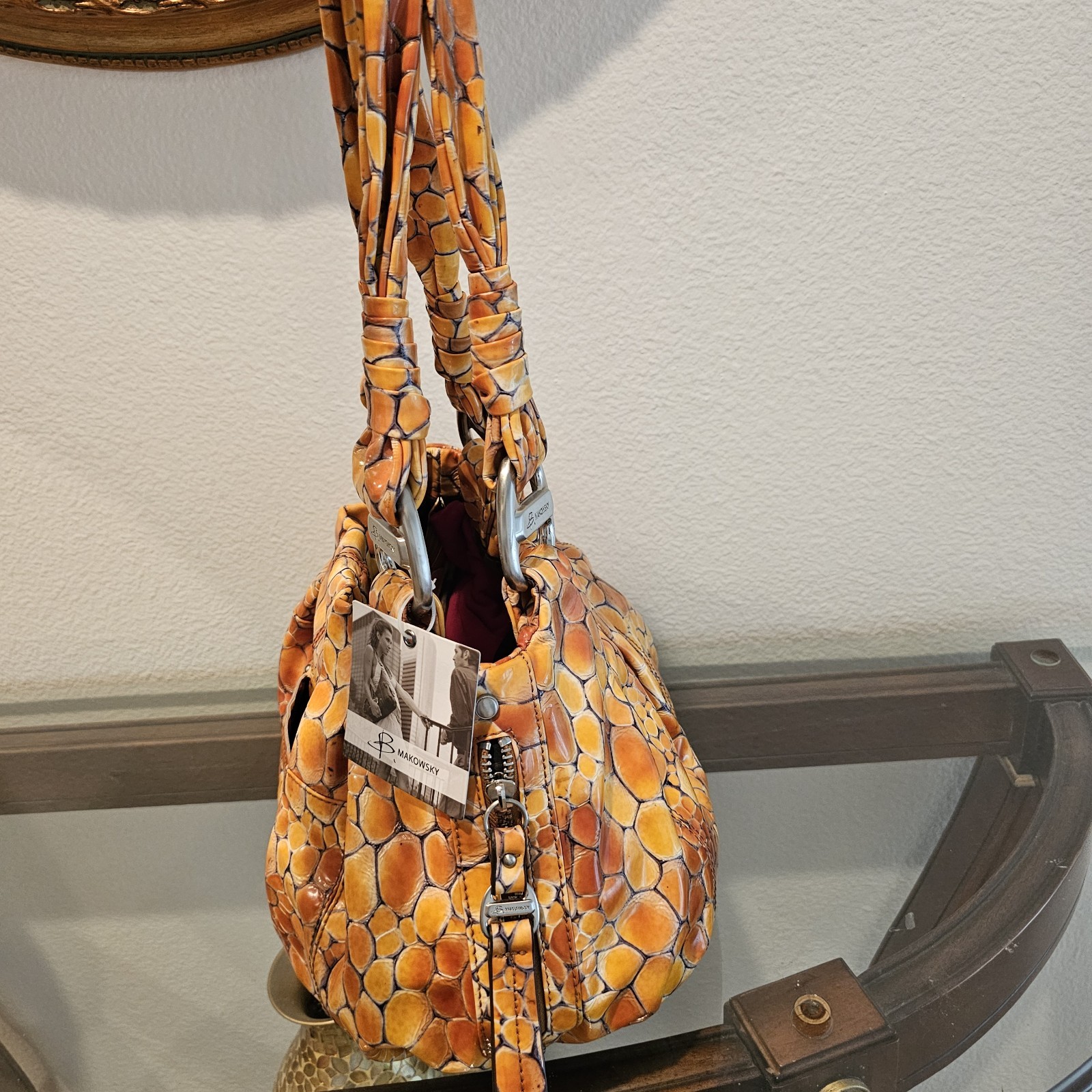 B. MAKOWSKY LARGE GENUINE LACQUERED LEATHER PURSE