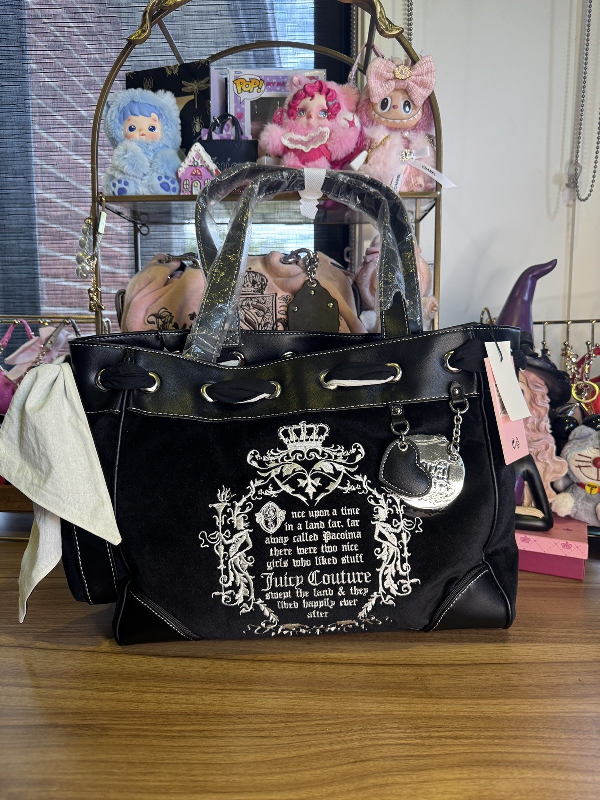 Juicy Couture Fairytale Once Upon a Time Black L Daydreamer Tote Royal Juicy
