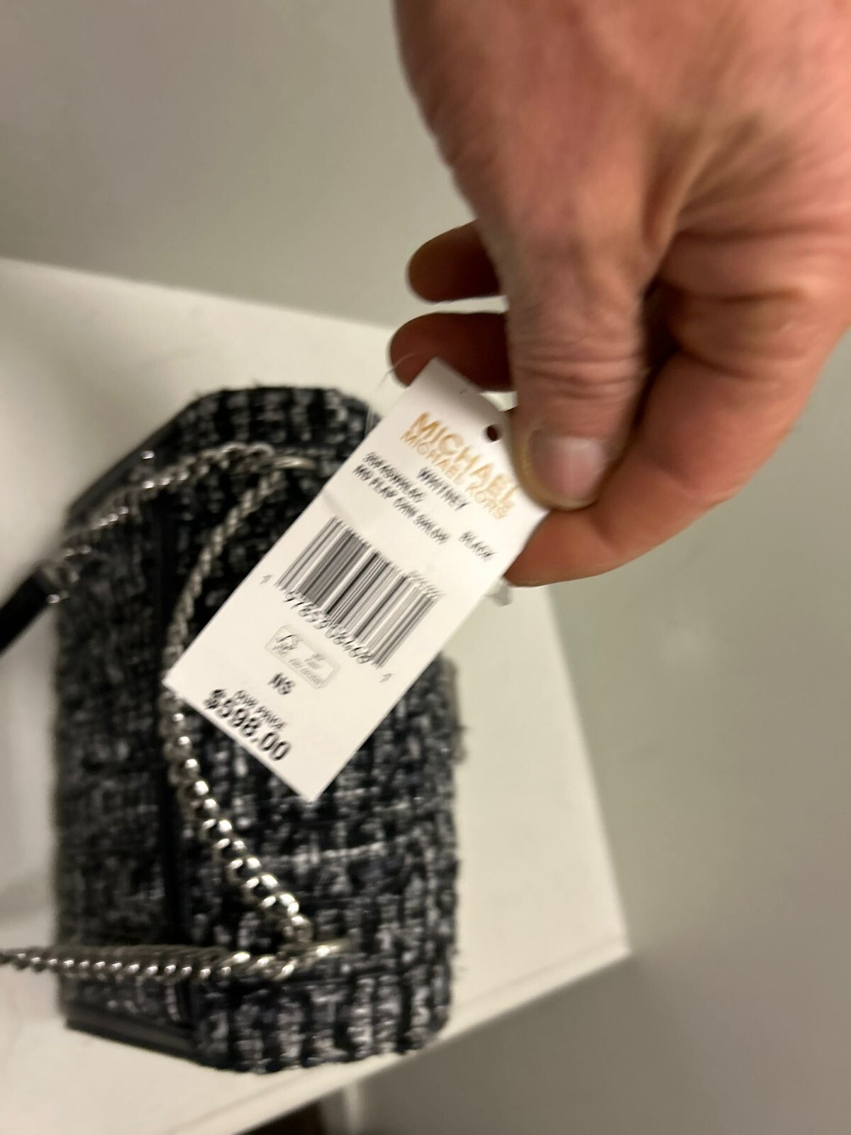 Michael Kors Whitney Medium Tweed Flap Chain Strap Shoulder Bag (Black)