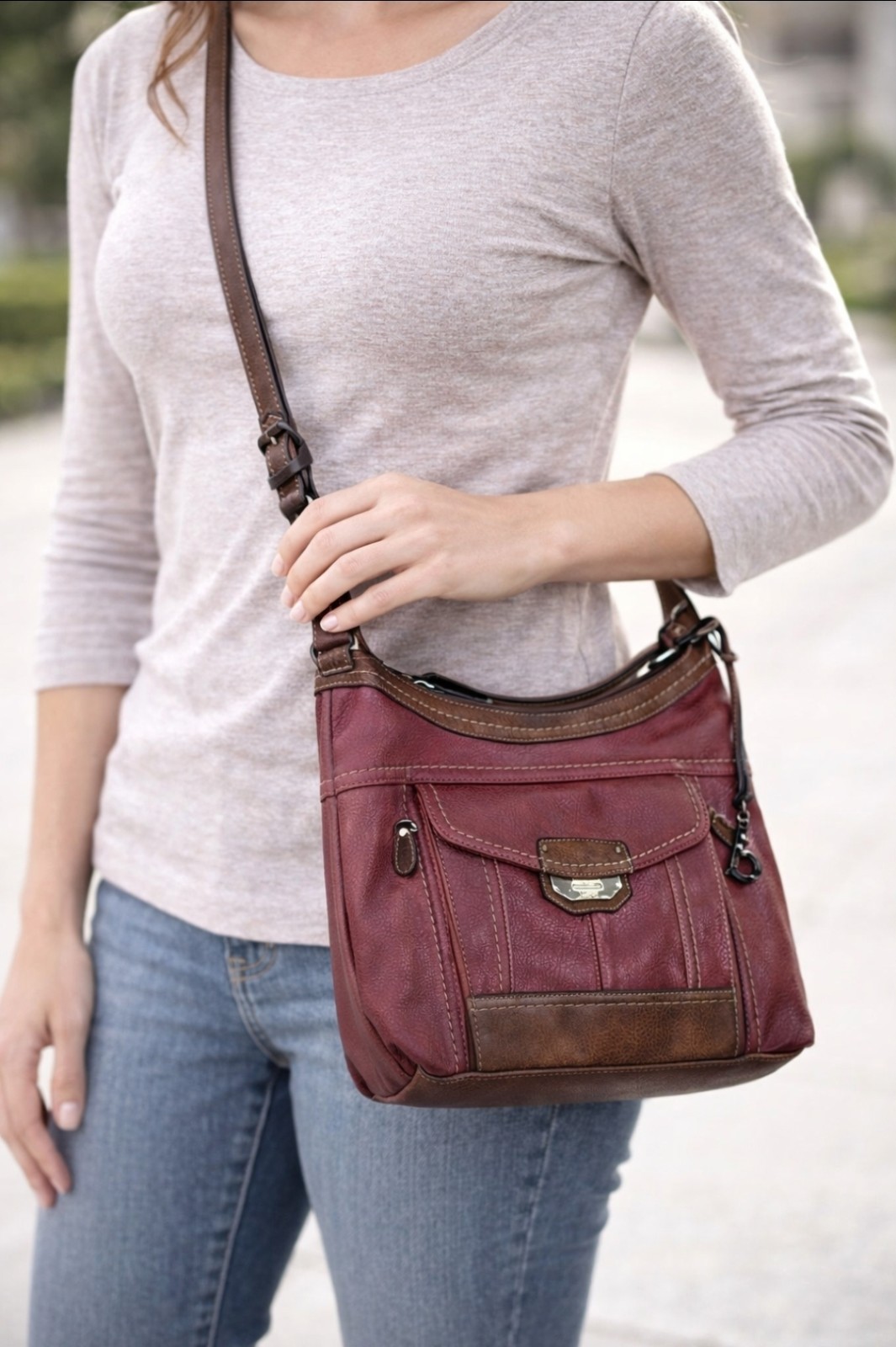 BOC Burgundy red Brown Crossbody Shoulder Purse bag Handbag