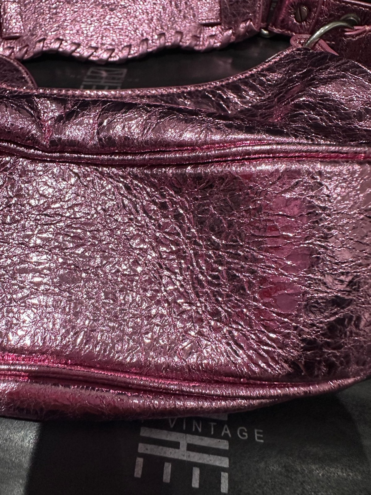 Auth BALENCIAGA Le Cagole Mini Shoulder Bag Pink Metallic Crossbody Bag