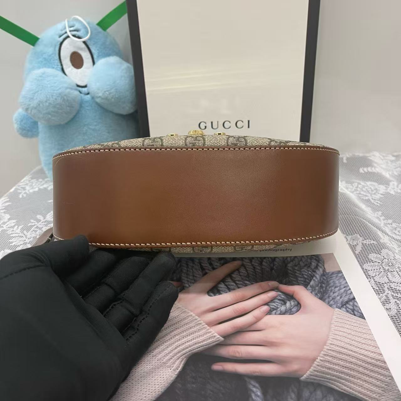 Gucci Padlock Small GG Supreme Canvas & Leather Crossbody Shoulder Bag Auth