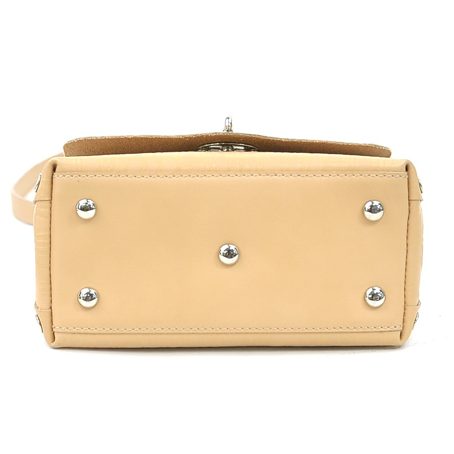 Auth ZANELLATO Shoulder Bag Beige Leather/Silvertone – h31319g