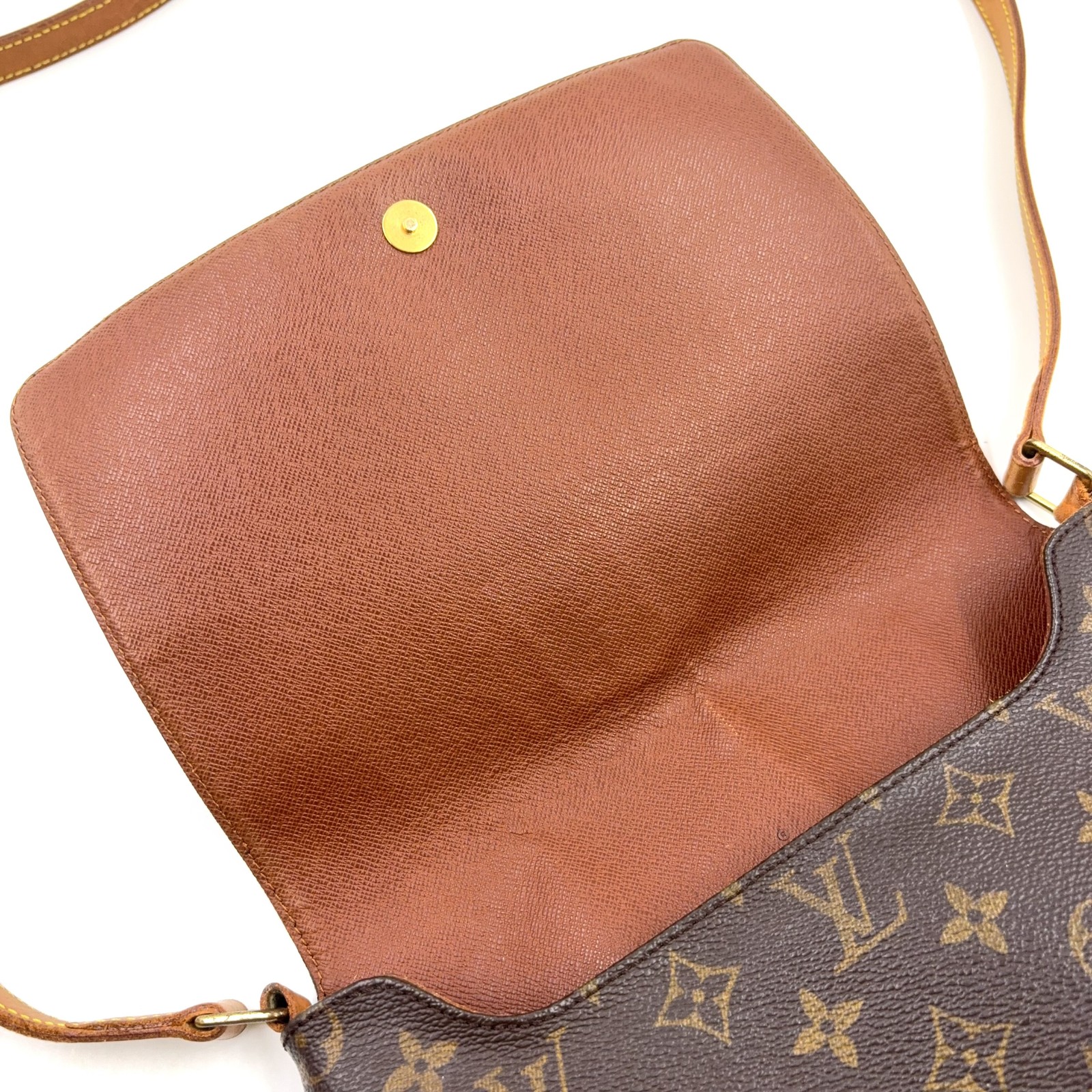 LOUIS VUITTON Musette Tango long strap monogram Shoulder bag Brown Leather PVC