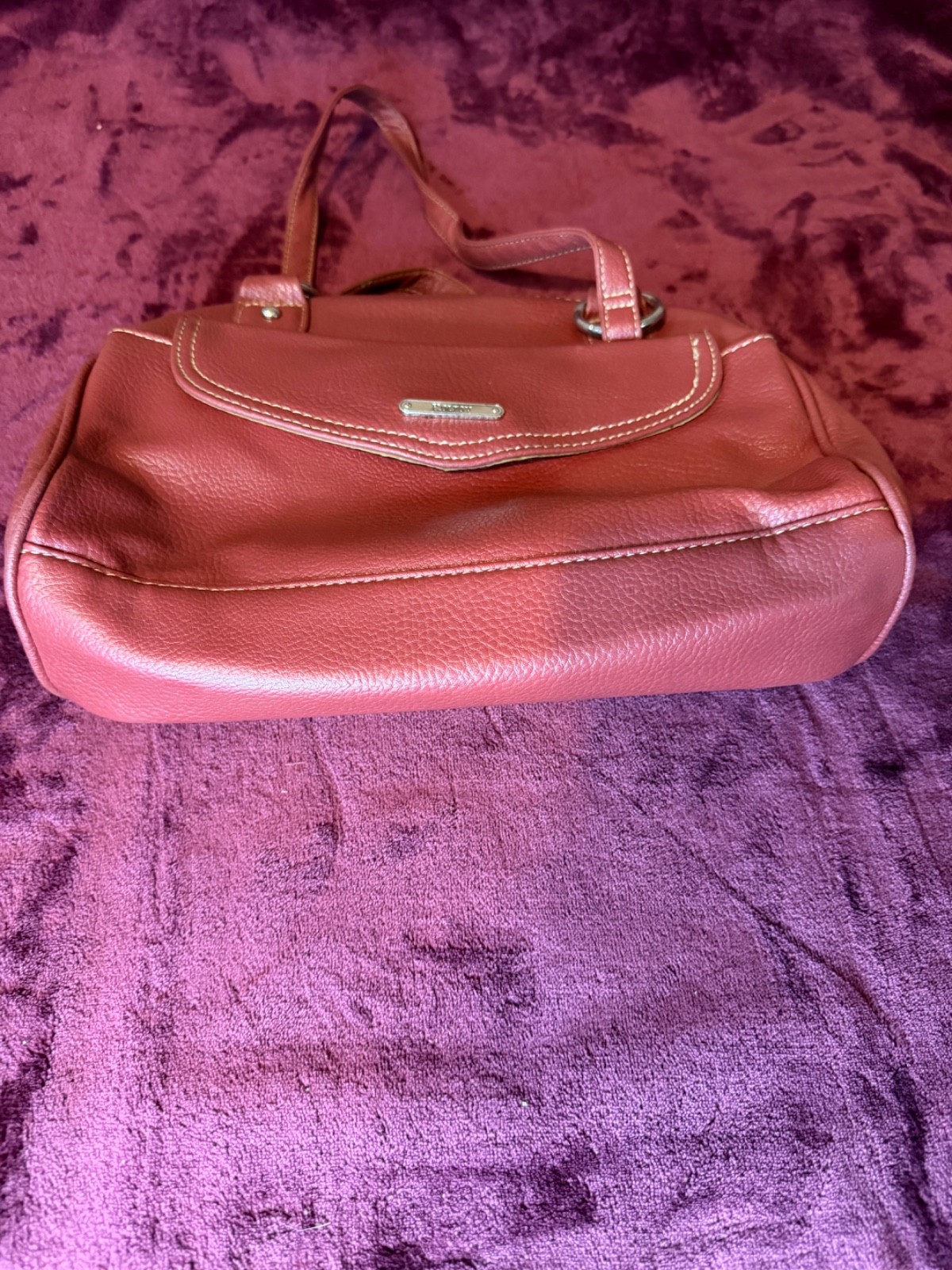 Koltov Burgundy Faux Leather Shoulder Handbag Multi Compartment Zip Purse Women’