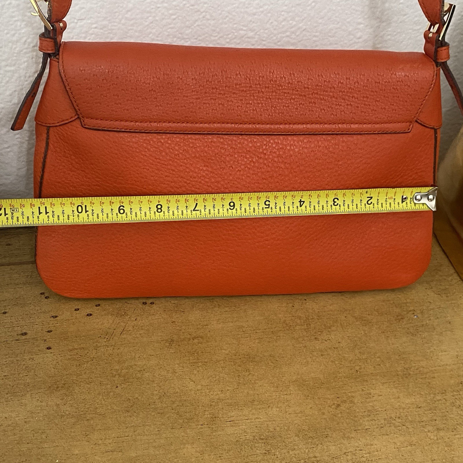 Salvatore Ferragamo Gancini Shoulder Leather Bag Deep Orange & Silver Hardware.