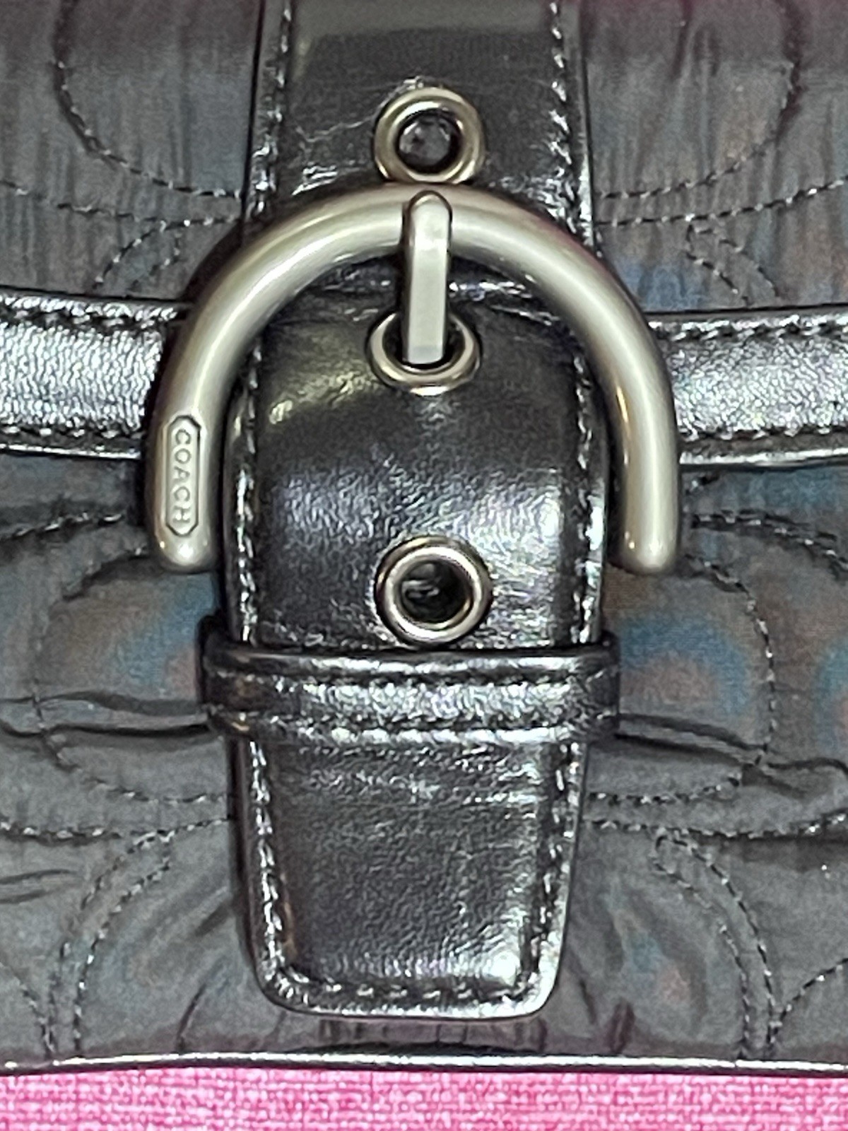 NEW Coach Black Button Wristlet Wallet Clutch Signature Logo