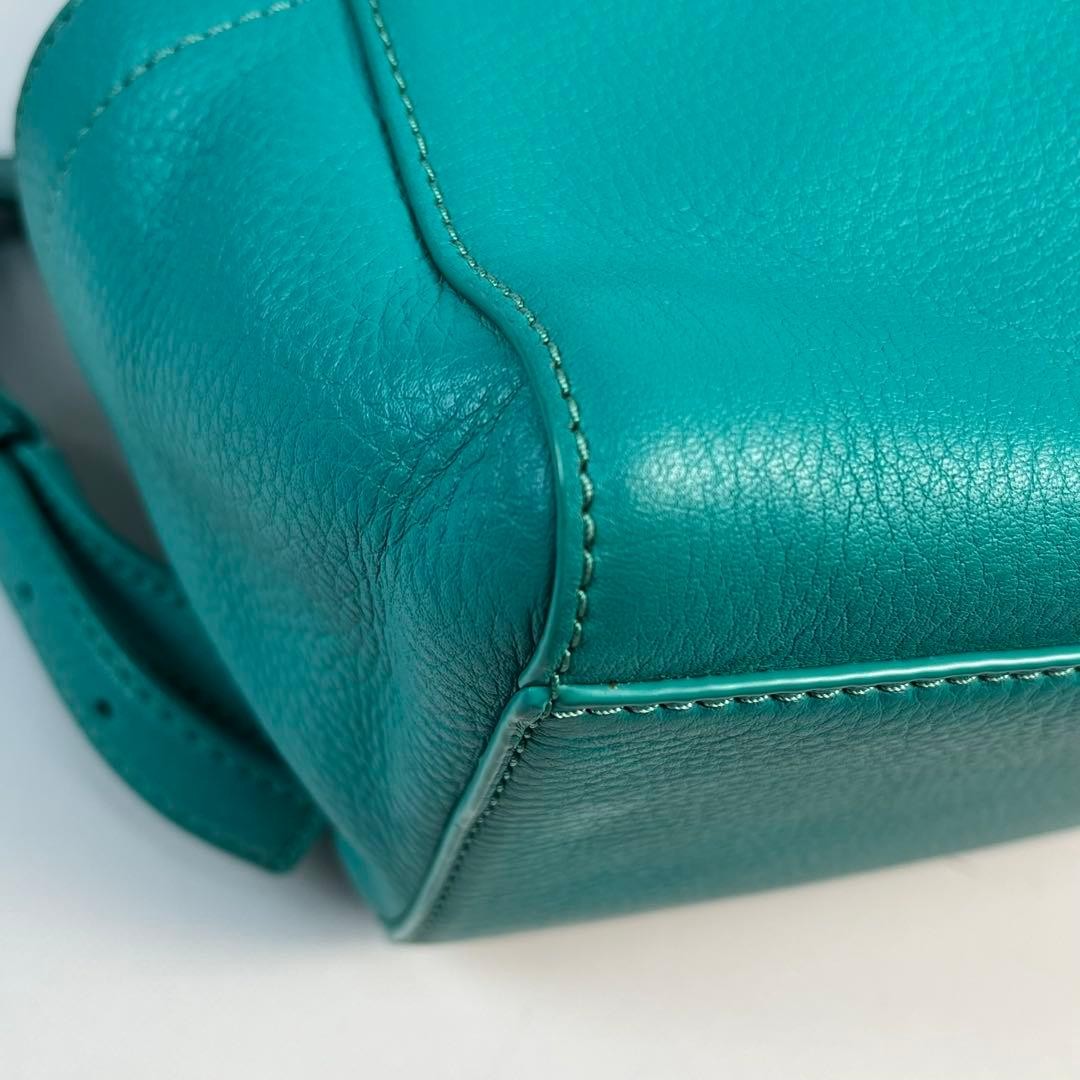Excellent Condition Rare Color TORY BURCH Backpack Leather Turquoise Blue