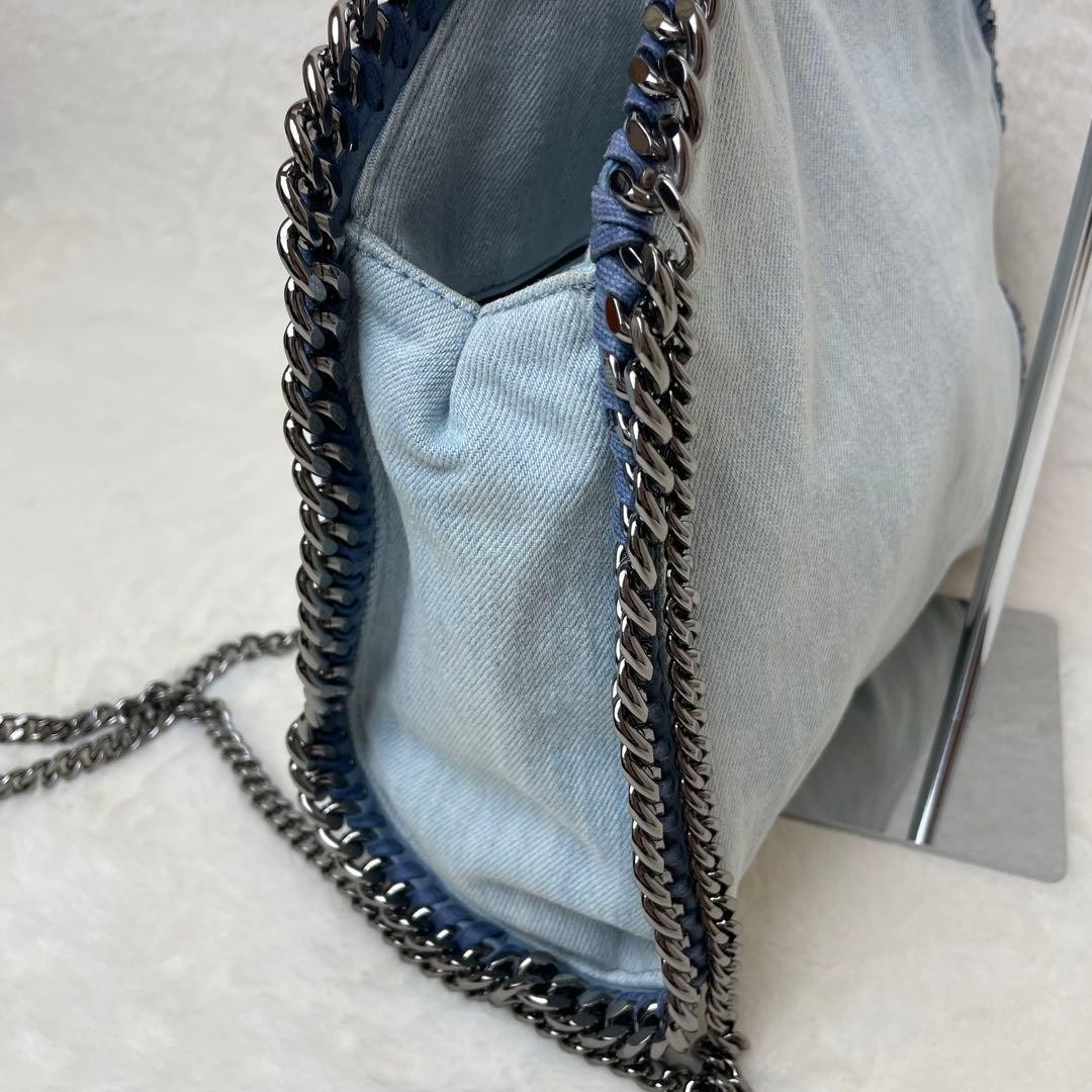 STELLA MCCARTNEY Falabella Tote bag Denim Floral embroidered 2way Authentic
