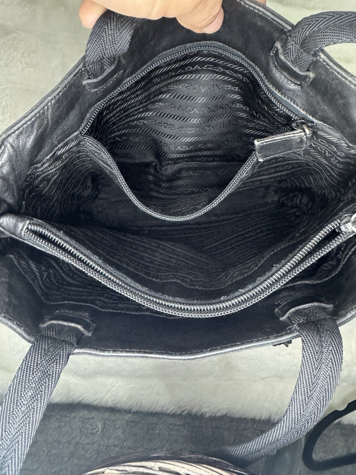 Prada Tessuto Triangle Logo Plate Nylon 2way Black Shoulder Tote Hand Bag