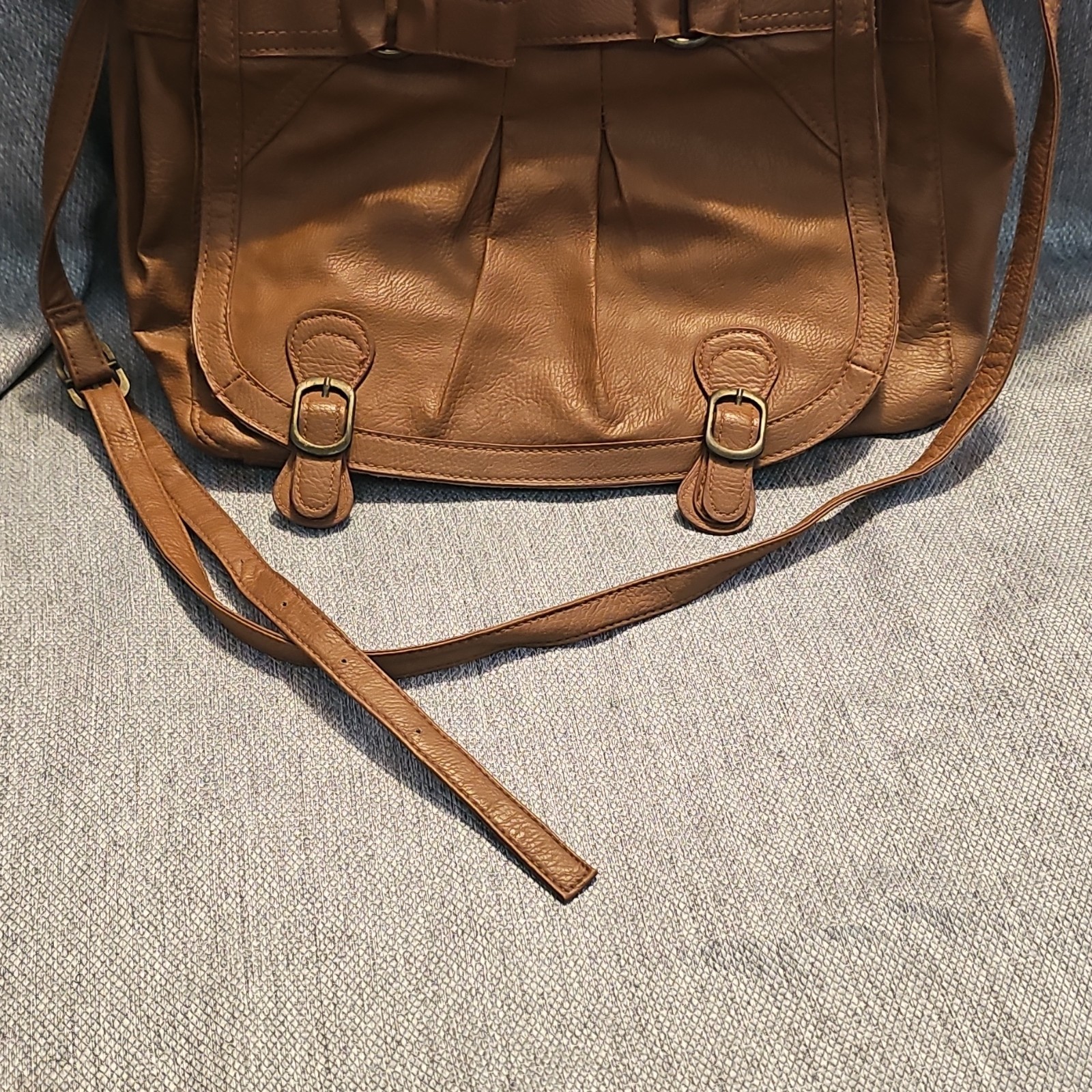 Sybilla Women’s Large Brown Messenger Bag Buckle Flap Adjustable Strap Silver