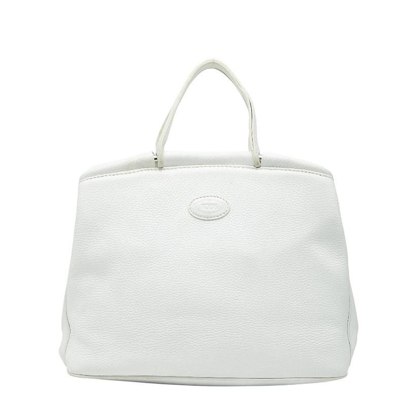 TOD’S Leather Handbag White Tote Bag W13 H9.8 D5.9in Handle 3.3in MPN 1-0252168