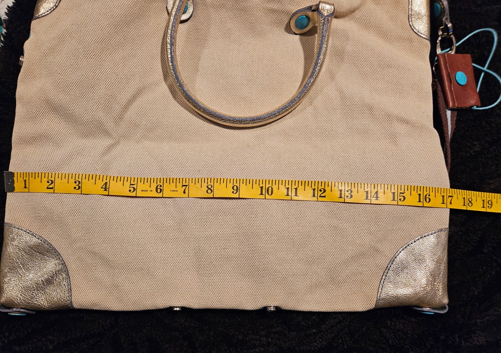 GABS Aqua Teal/Turquoise Leather Patchwork Convertible Bag