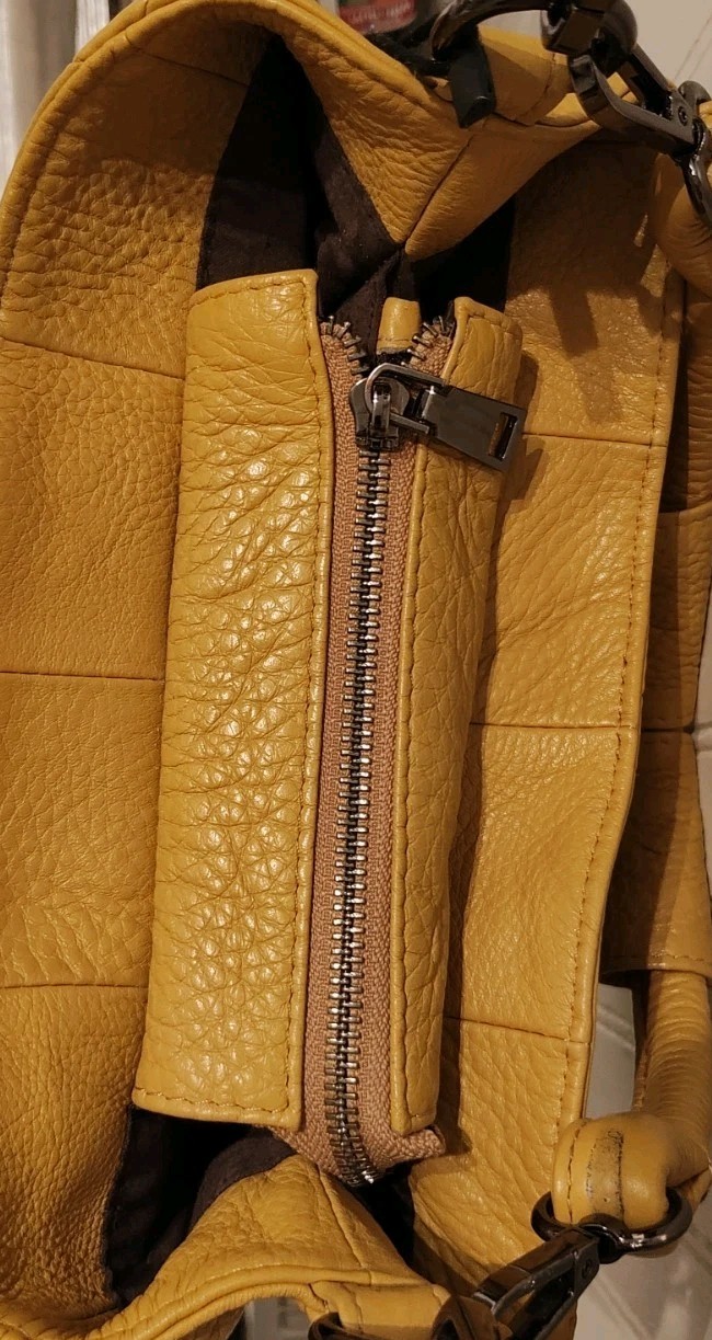 JACK and CHRIS Yellow Leather Shoulder Bag With Handle & Crossbody Strap