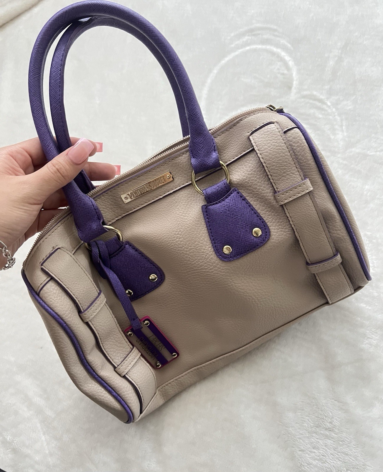 Victoria’s Secret Beige Purple Satchel 💜