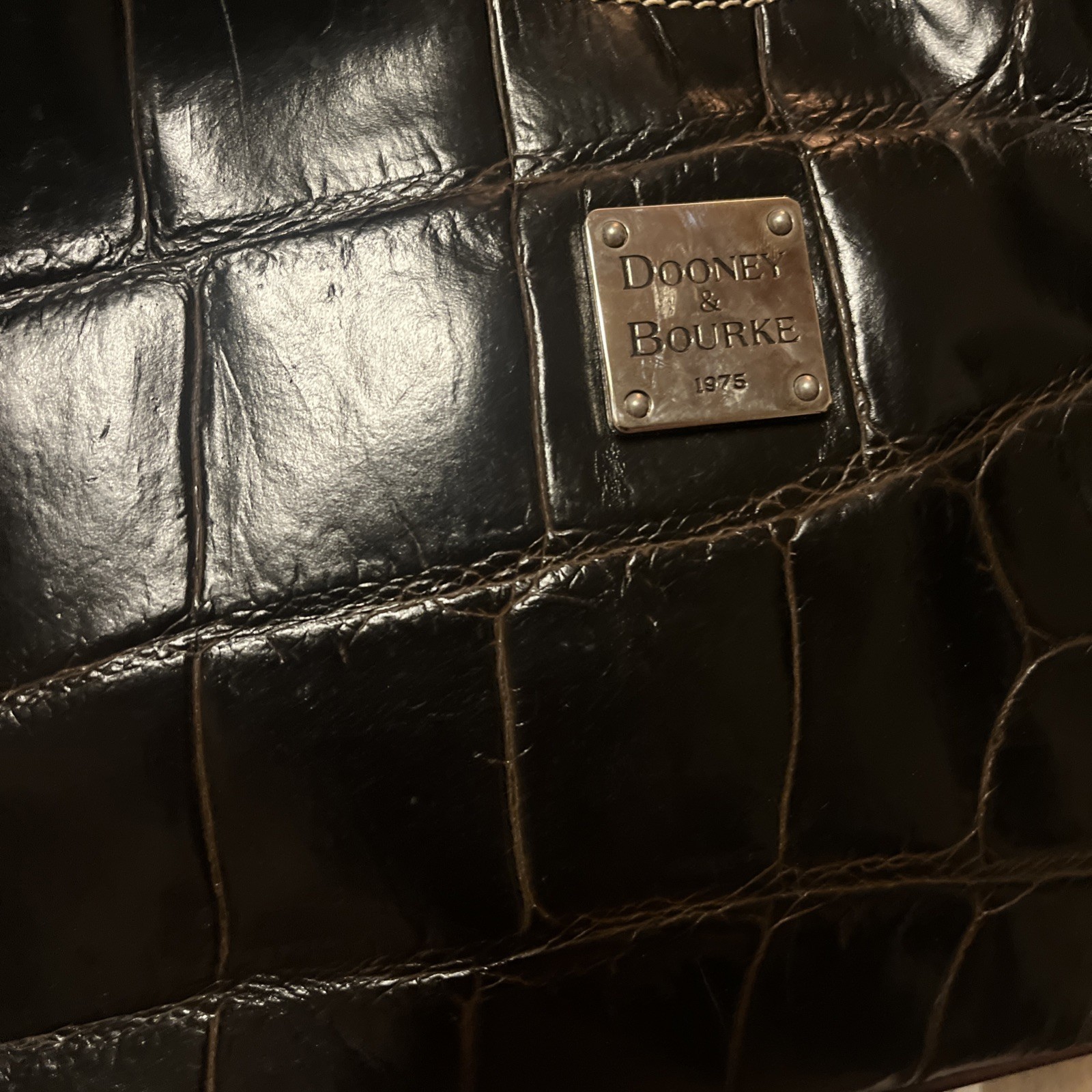 DOONEY & BOURKE-Harrison Brown Alligator Embossed Leather HOBO Bag W/ Dust Bag