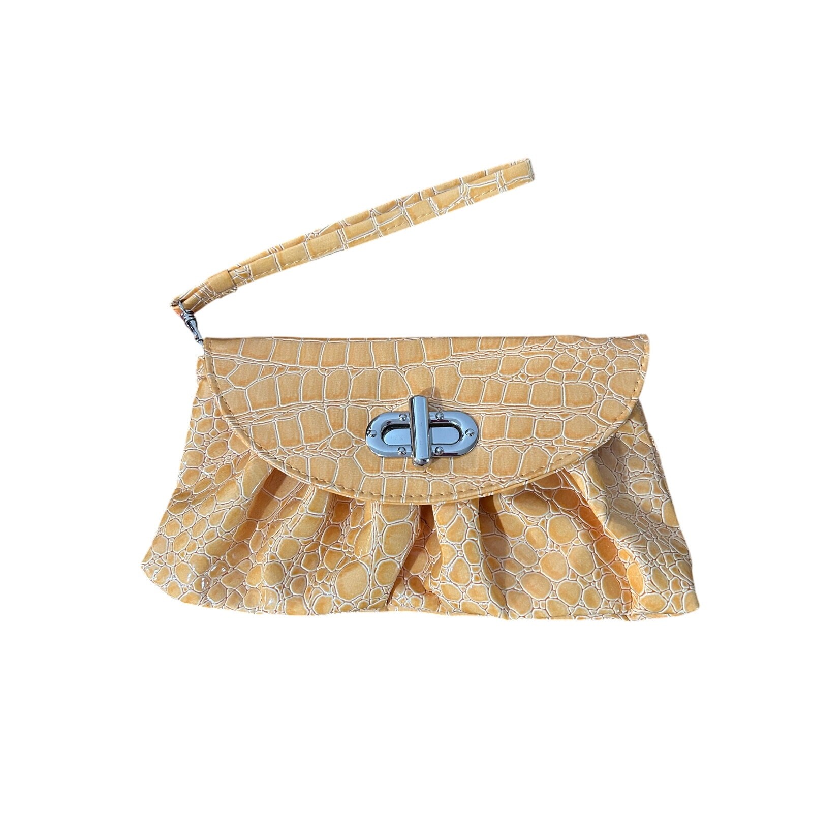 Yellow Faux Allegator Leather Wristlet