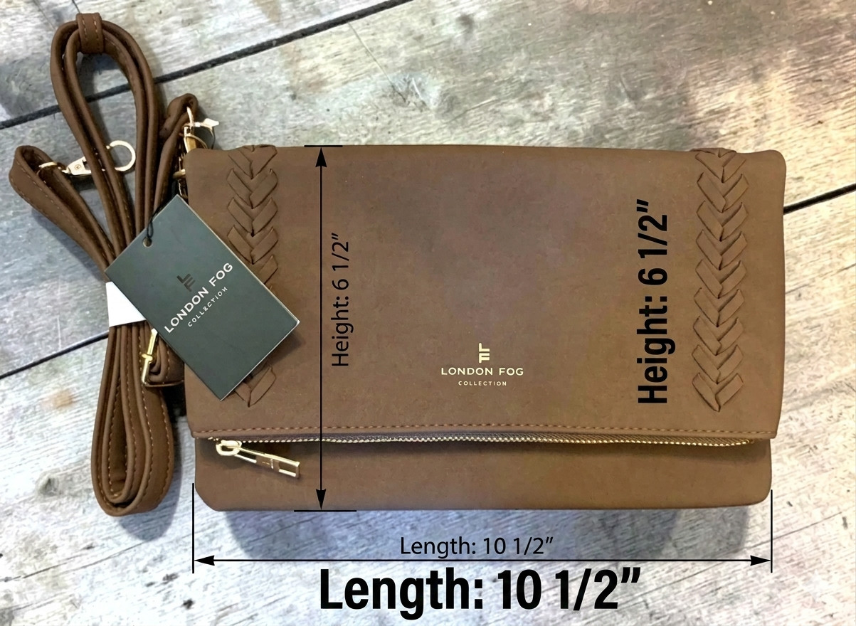 London Fog Crossbody Clutch Braided Fold over Bag – W/Removable Strap *NWT*