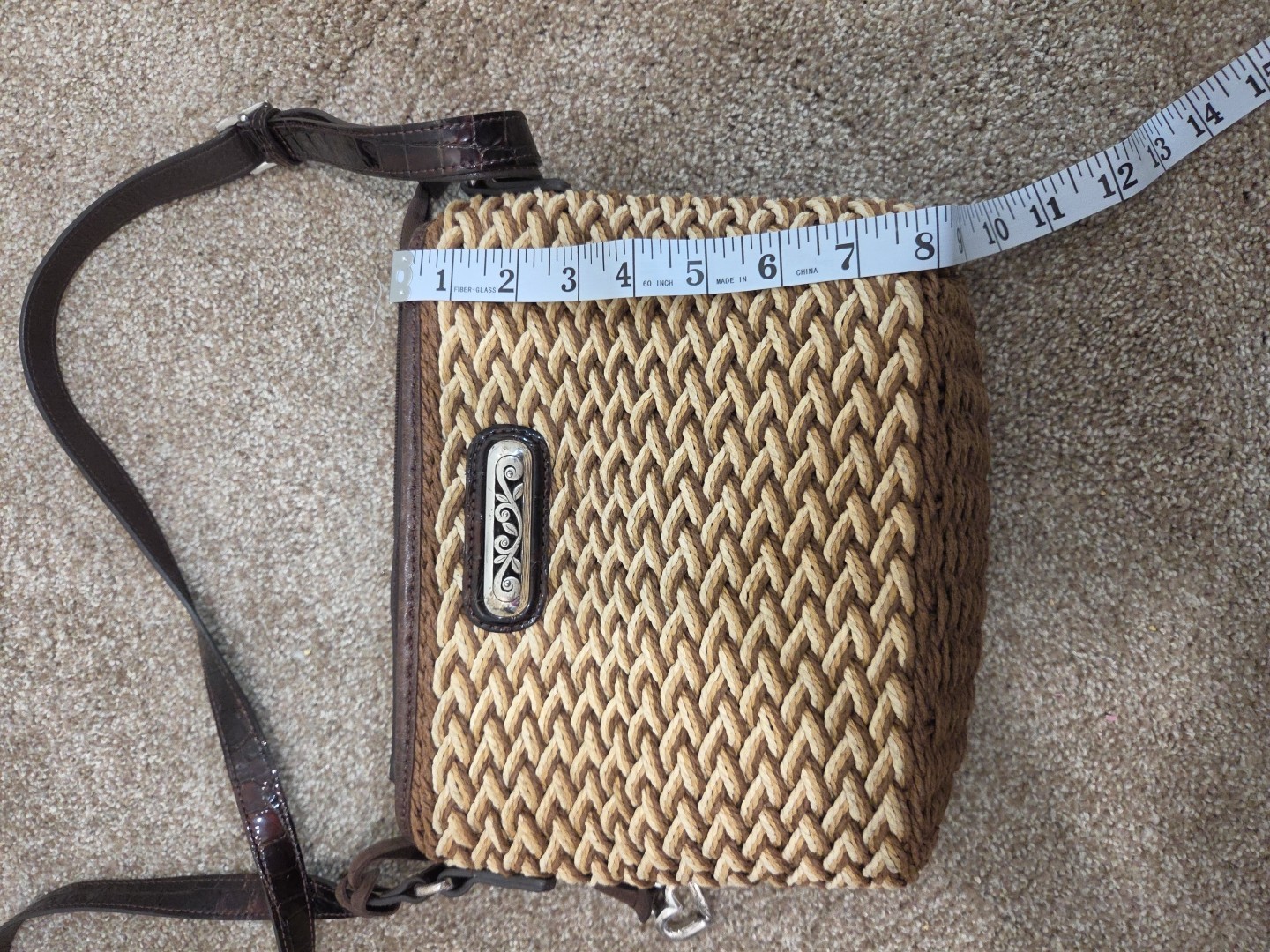 Brighton Braided Woven Straw Crossbody Messenger Purse
