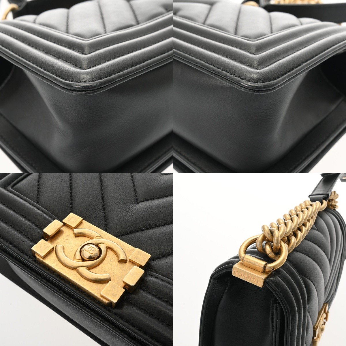 CHANEL ChainShoulder 7.9″ A67085 Boy Chanel/V Stitch lambskin black Women Sh…