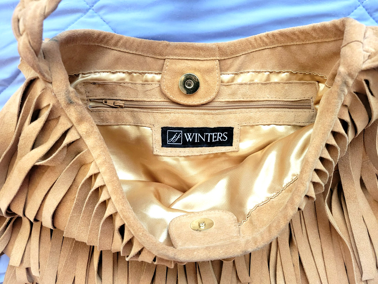 JJ Winters Vanessa CAMEL TAUPE SUEDE Fringe Crossbody BOHO WESTERN Texans Bag