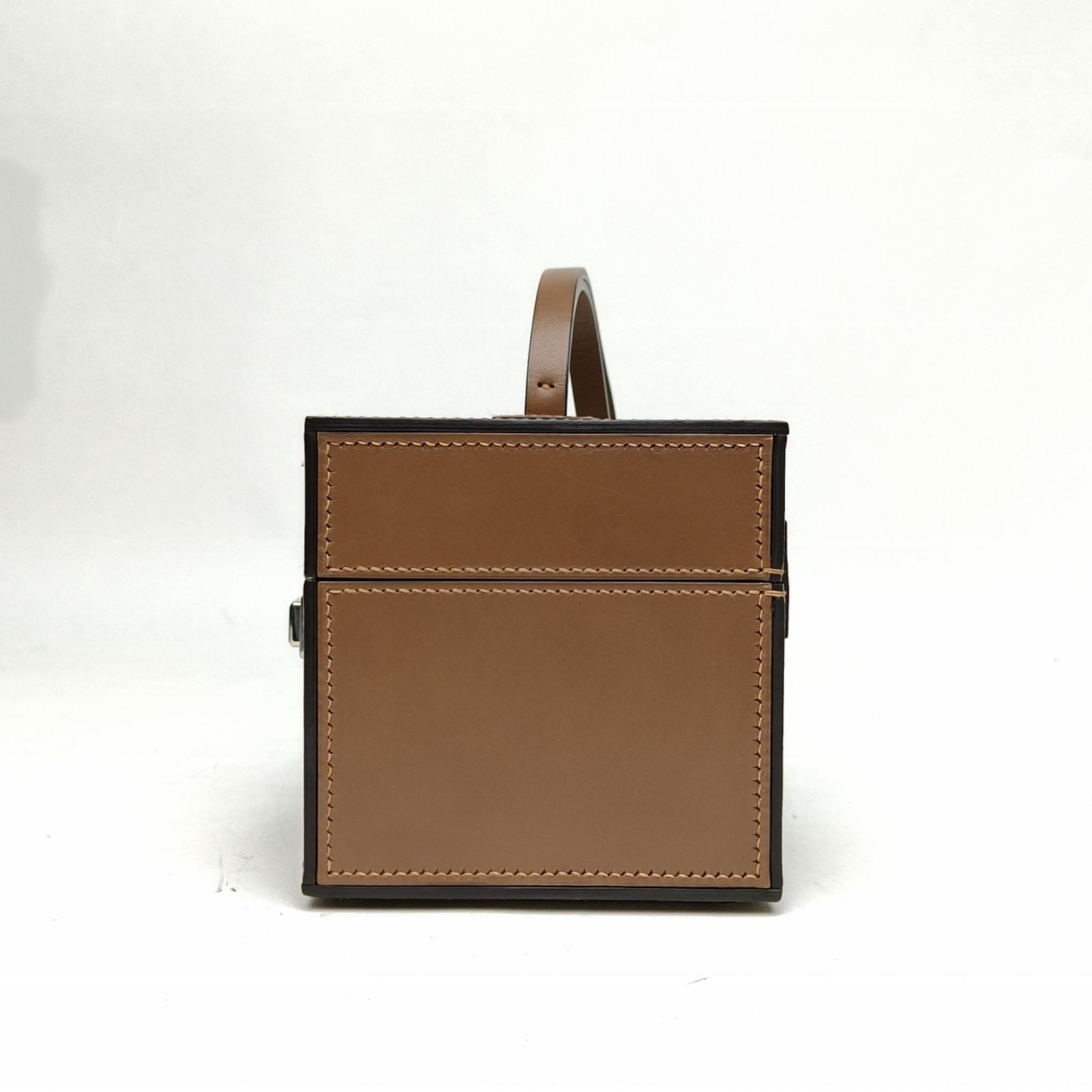 MOYNAT Vanity Box Bag Brown Calfskin Handbag