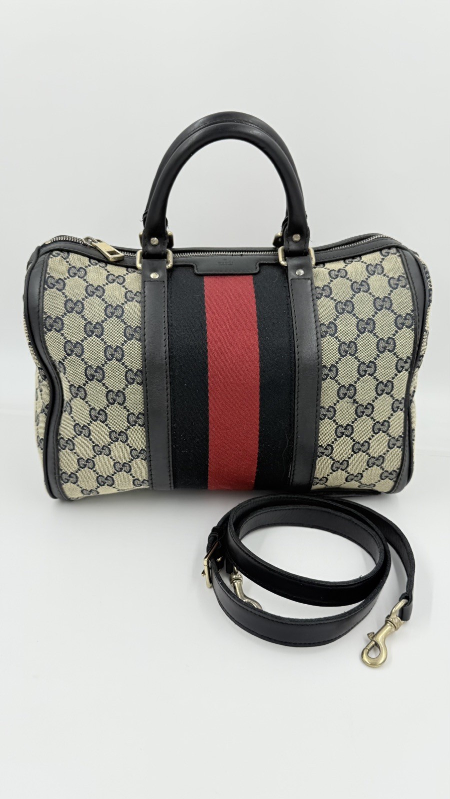 GUCCI GG Canvas Sherry Line Boston Bag 2way Authentic