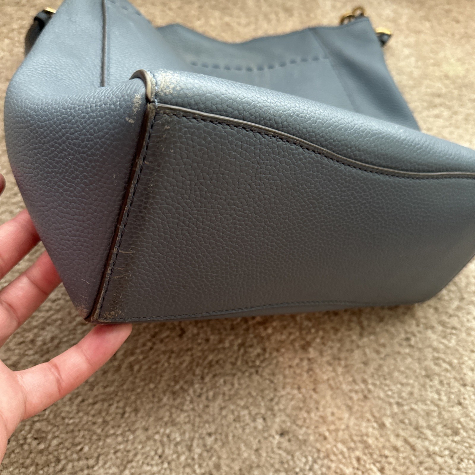Blue Tory Burch McGraw Leather Hobo Bag Heavily Used And Worn