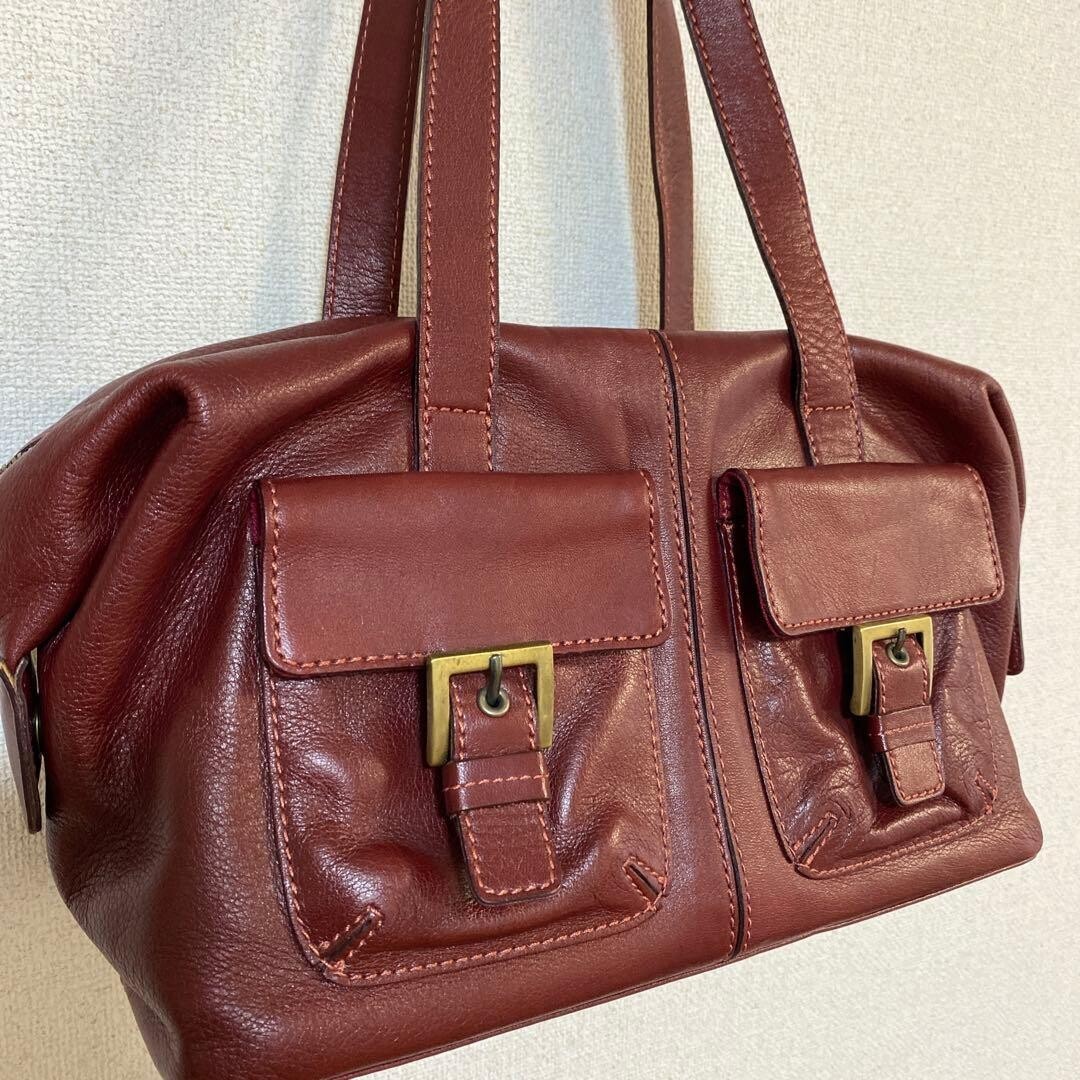 TSUCHIYA KABAN Shoulder Bag Leather Red Vintage Authentic From Japan