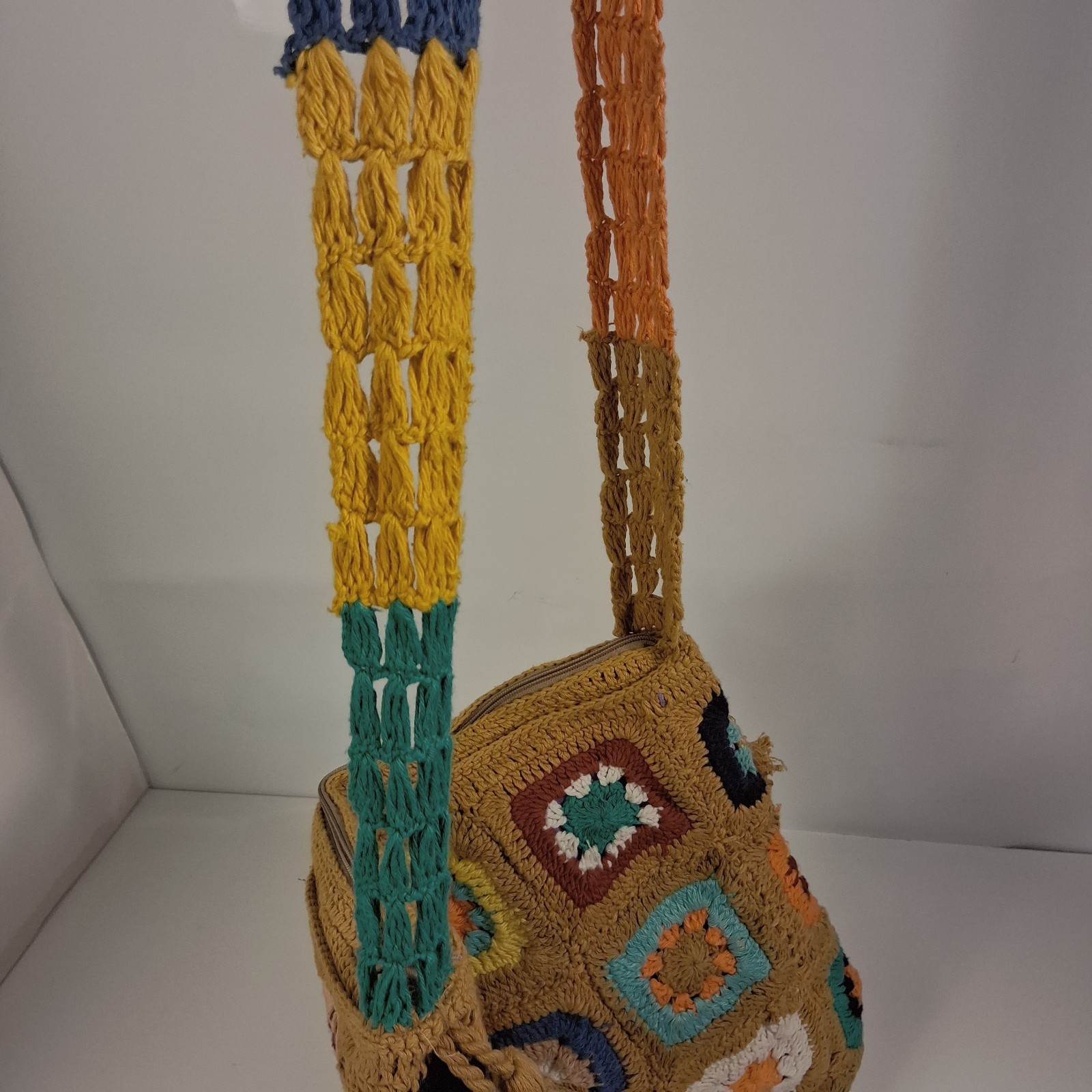 EARTHBOUND TRADING Co. Granny Square Crocheted Crossover Boho Hippie Purse Bag