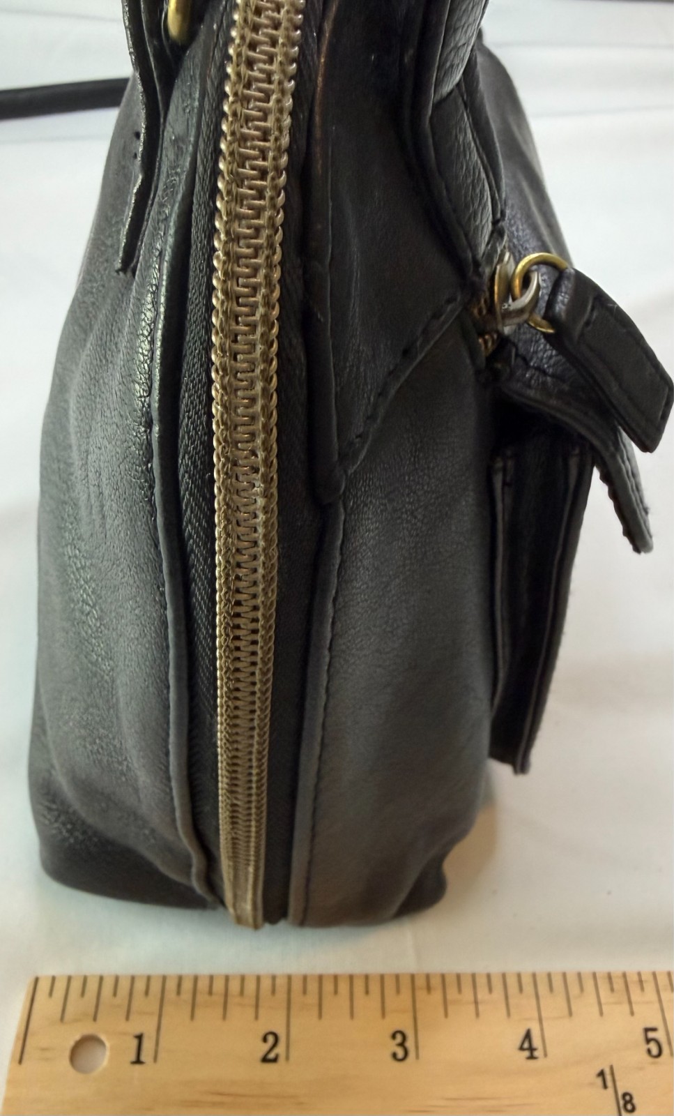 Valerie Stevens Black Leather Mini Satchel Crossbody Purse Top Handle Bag