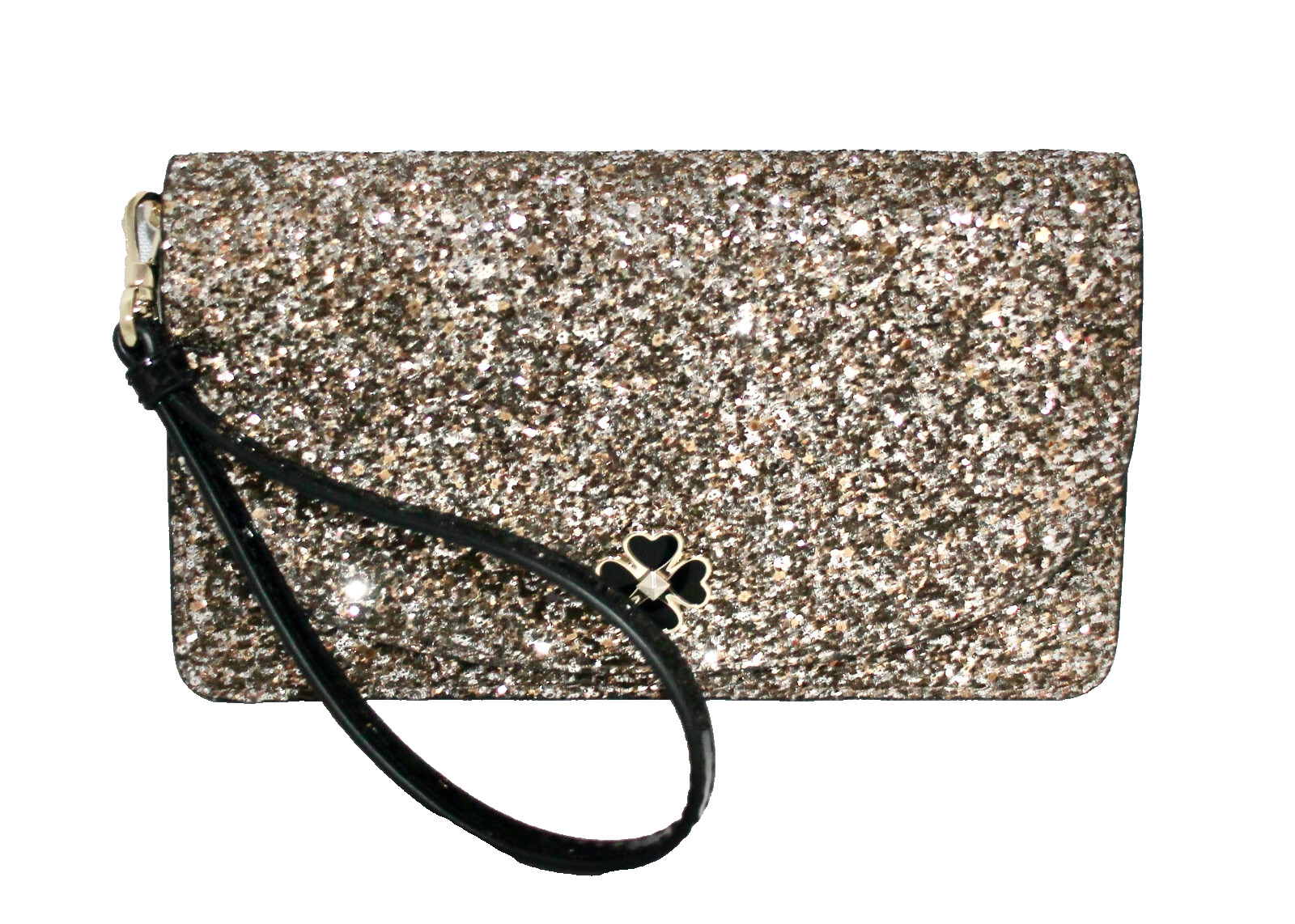 KATE SPADE Multifunctional Wristlet Wallet Rose Gold Odette Glitter WLRU5795