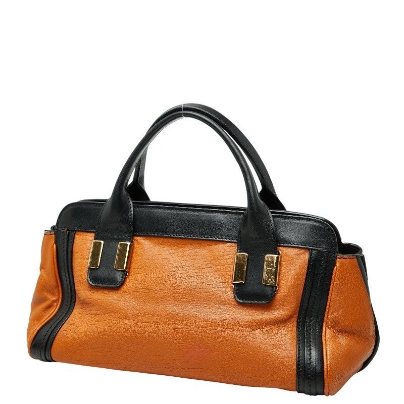 Chloe ALICE Brown Black Leather 2Way Shoulder Bag Tote Gold Hardware 11.4in