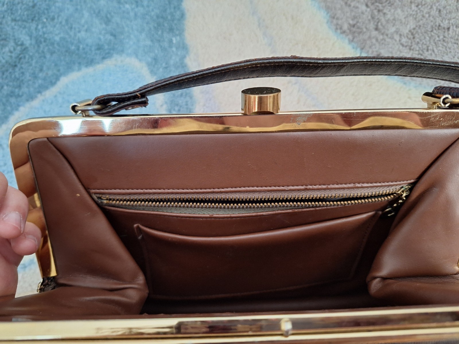 Vintage Leather Lizard Handbag Top Strap Purse- See Description
