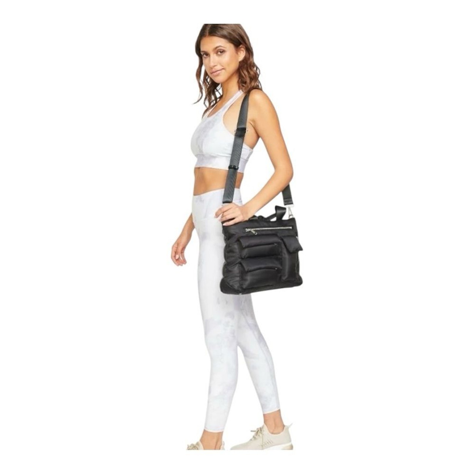 Urban Expressions Aria Black Nylon Puffer Crossbody Shoulder Bag EXCELLENT