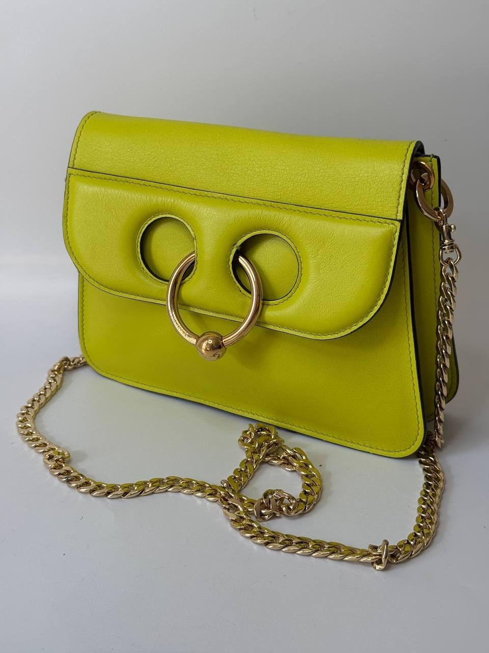 JW Anderson Piercing Shoulder Bag Acid Green Leather