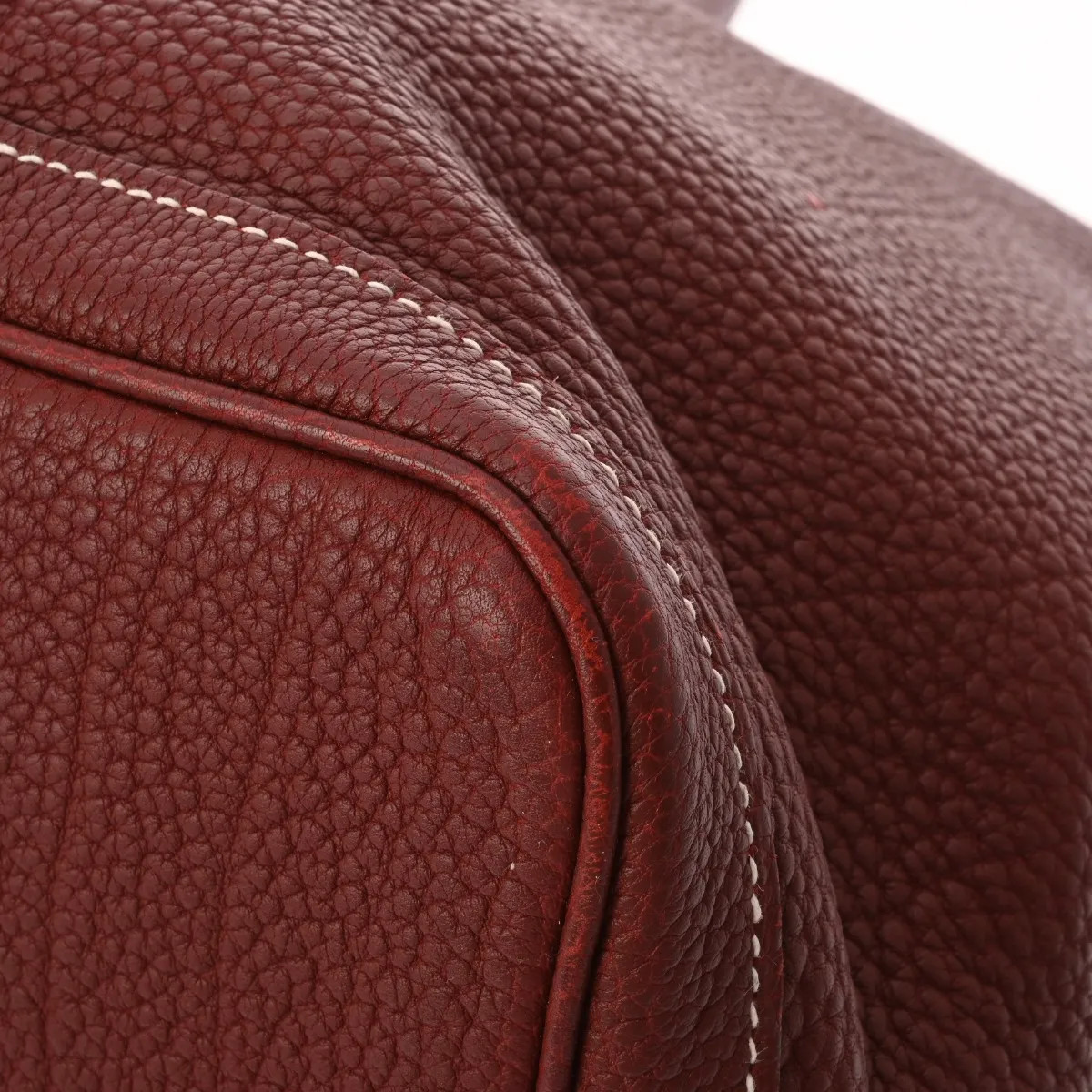Hermes Garden Party PM Handbag Negonda Leather Red #WB4825