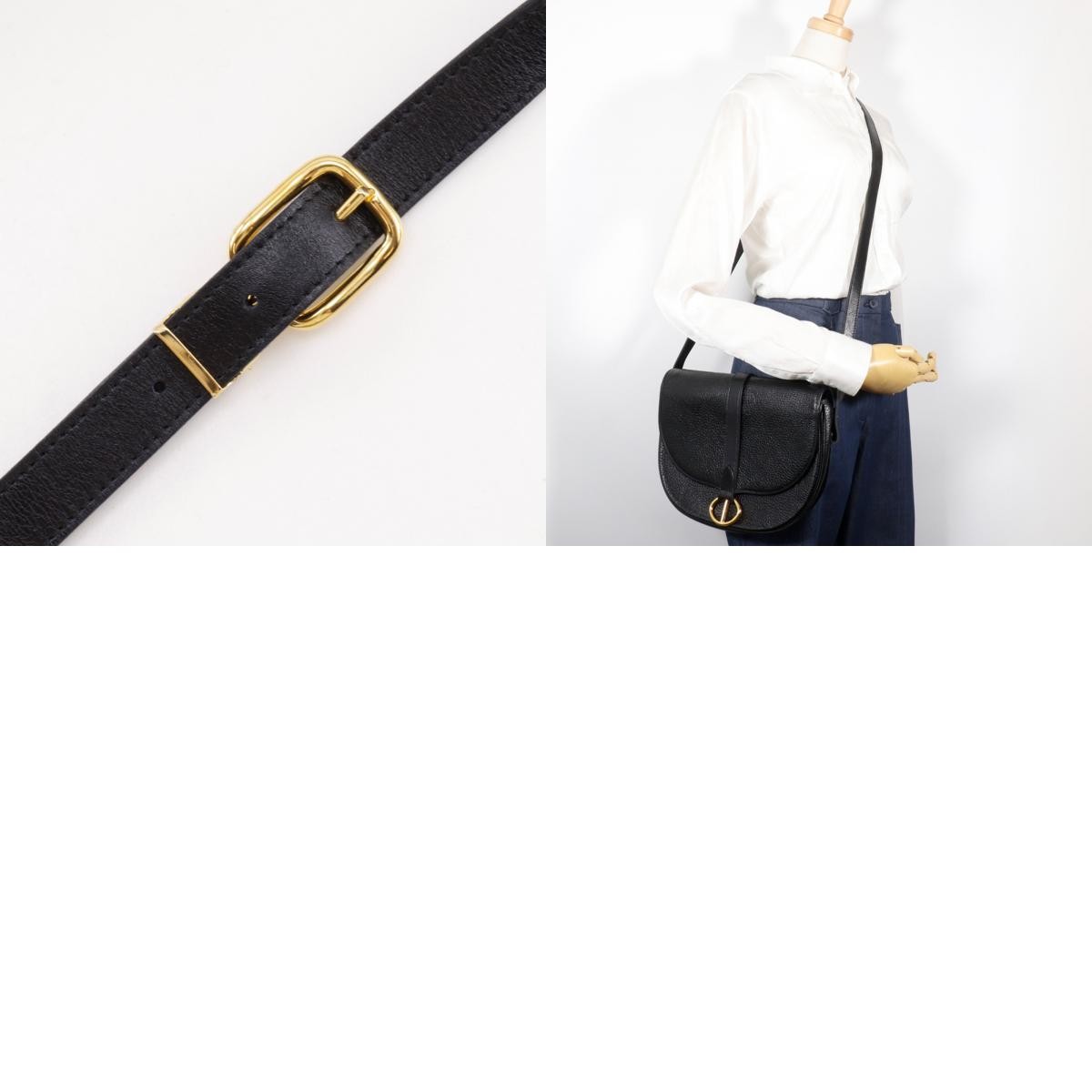 Dior CD logo Shoulder Bag vintage black Calfskin Women