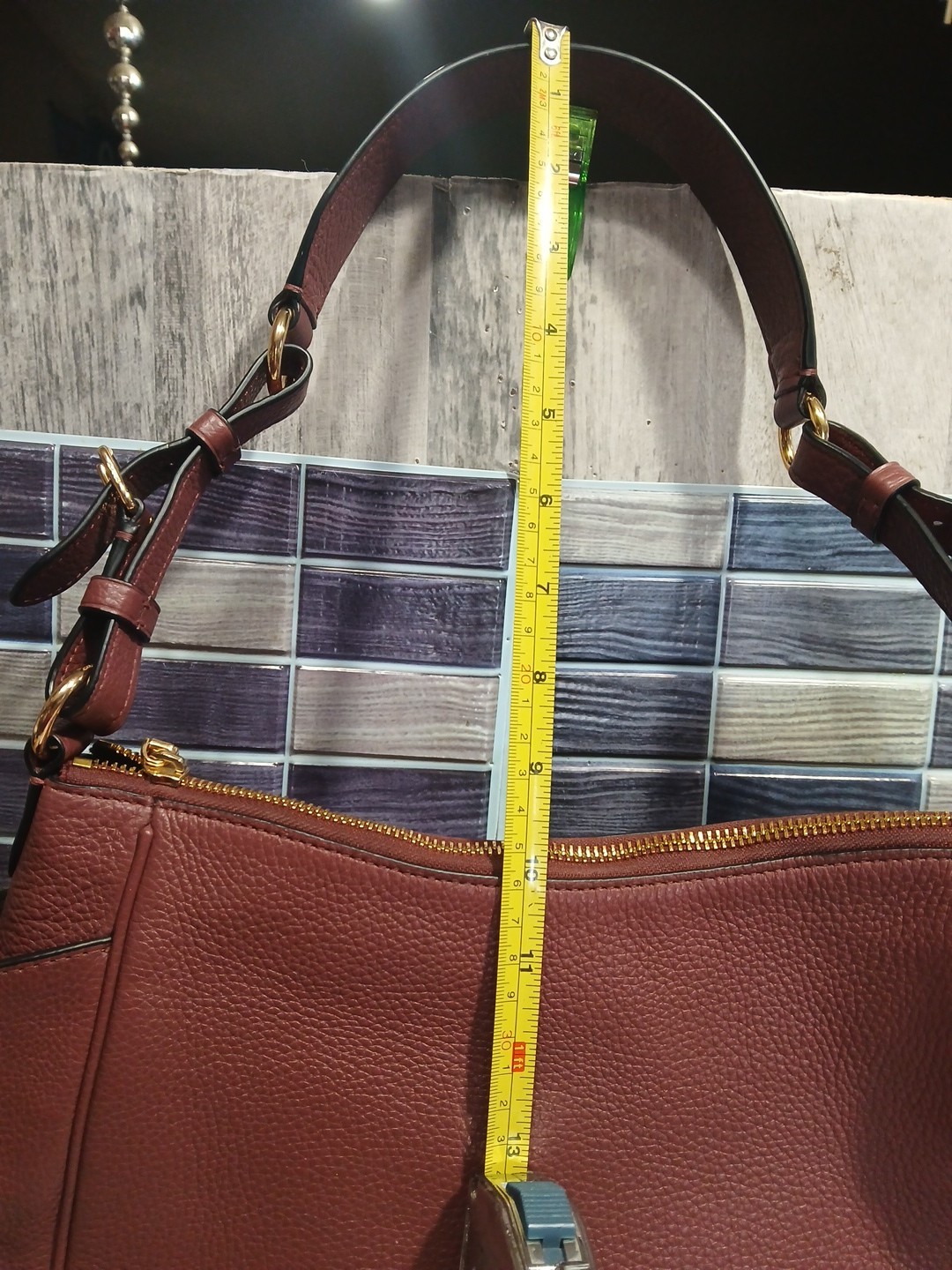 Coach Pebble Leather Rori Shoulder Bag Burgundy