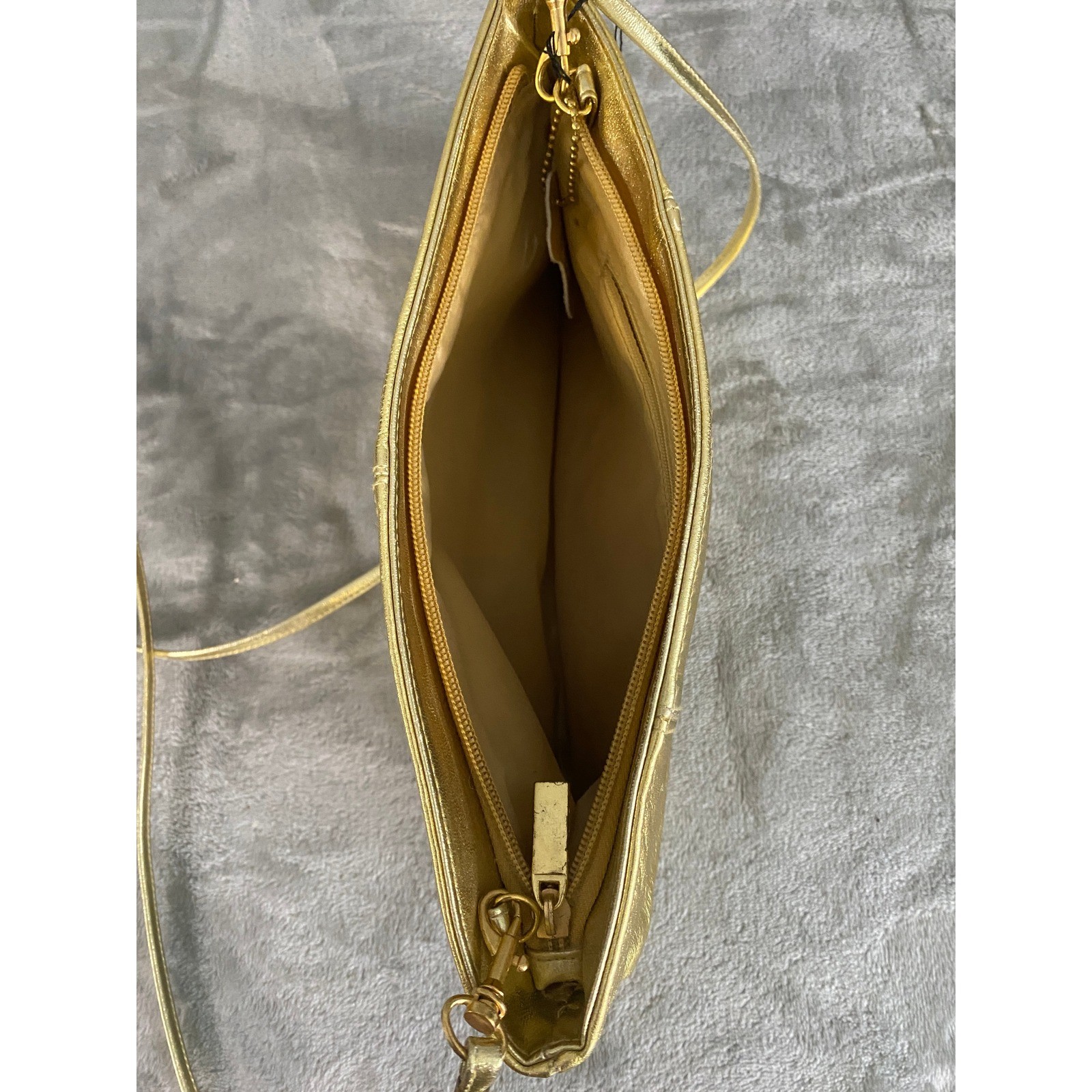 D’margeaux Crossbody Bag Small Gold Metallic Leather Chic Disco Nite Out Party