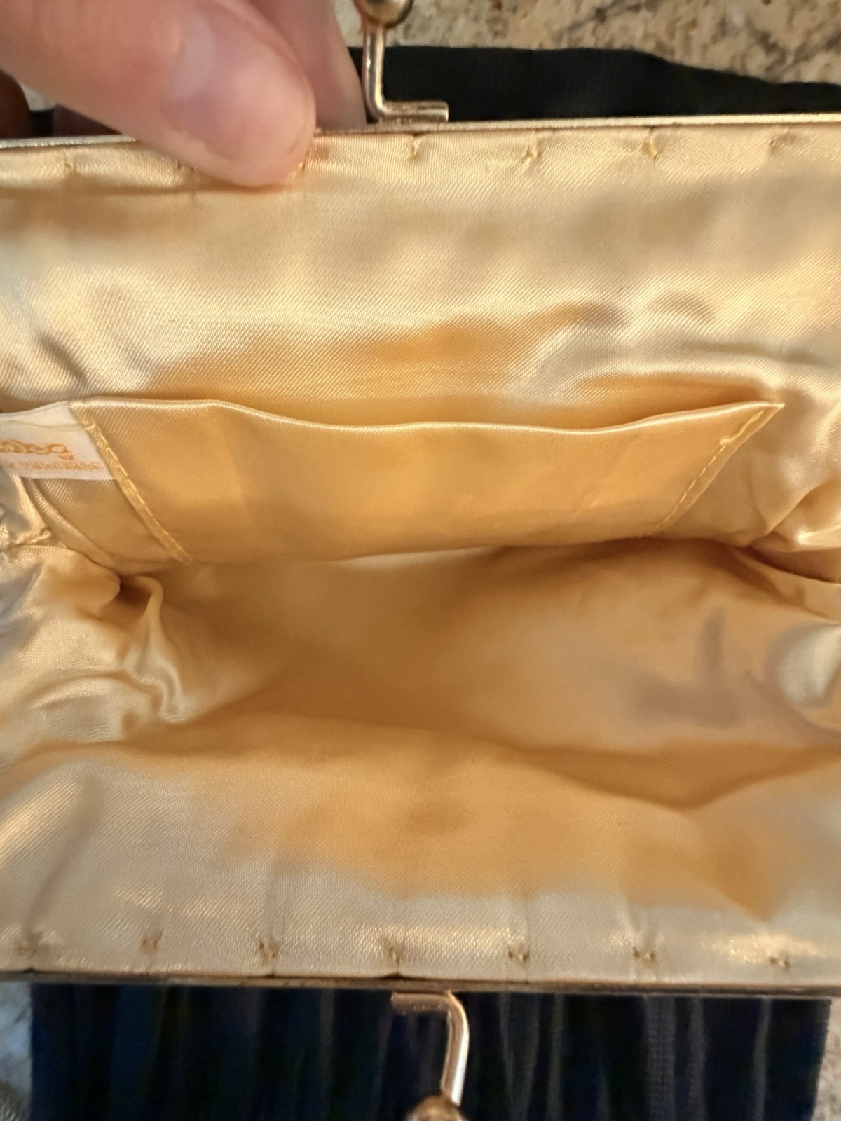Vintage 1960s Walborg Beaded Evening Bag Gold Chevron Art Deco Clutch